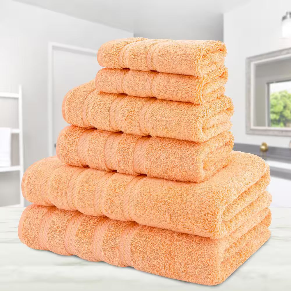 Malibu Peach 6-Piece Turkish Cotton Towel Set