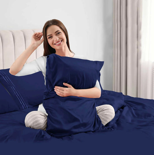 Prime Towle Solid Blue Bed Sheet Set – Ultra Soft Breathable Microfiber Bedding with Pillowcases, Lightweight Wrinkle Resistant All Season Sheets for Everyday Comfort