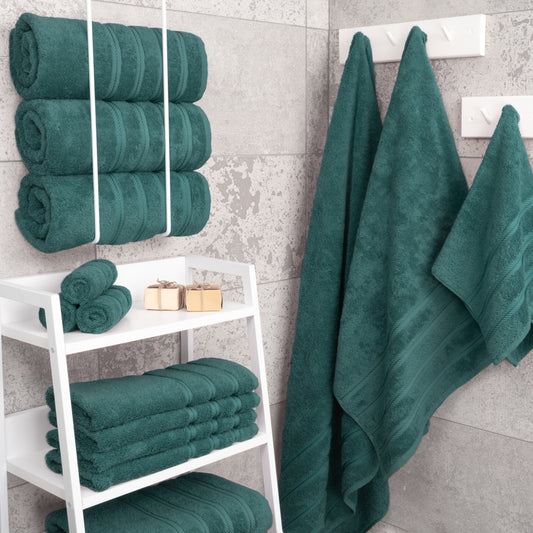 Luxury 4 Piece Bath Towel Set, 100% Cotton Turkish Towels for Bathroom, Ultra-Soft, Highly Absorbent, Hotel & Spa Quality, Large Size, Teal Color