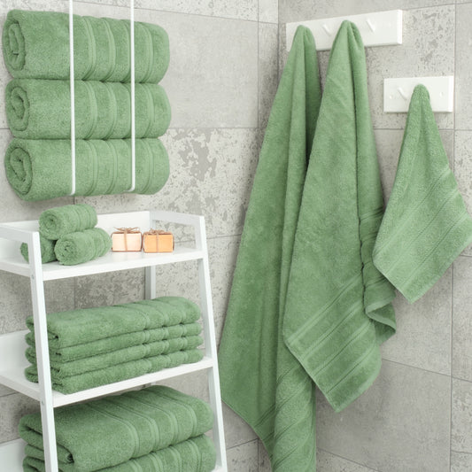 Ultra-Soft 100% Turkish Cotton Bath Towels – Luxury 4-Piece Set in, Sage Green