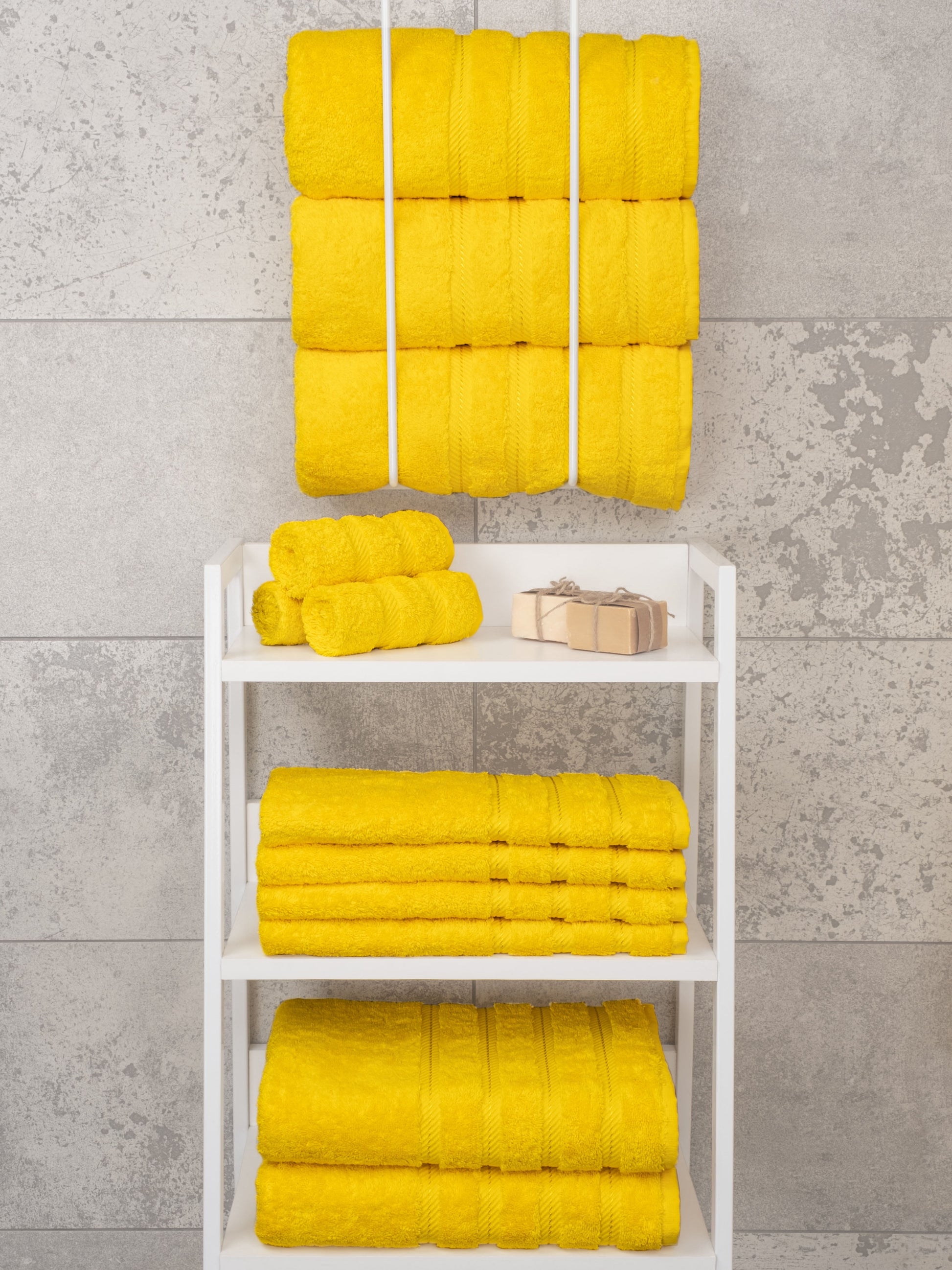 Luxury 4 Piece Bath Towel Set, 100% Cotton Turkish Bath Towels for Bathroom, Yellow
