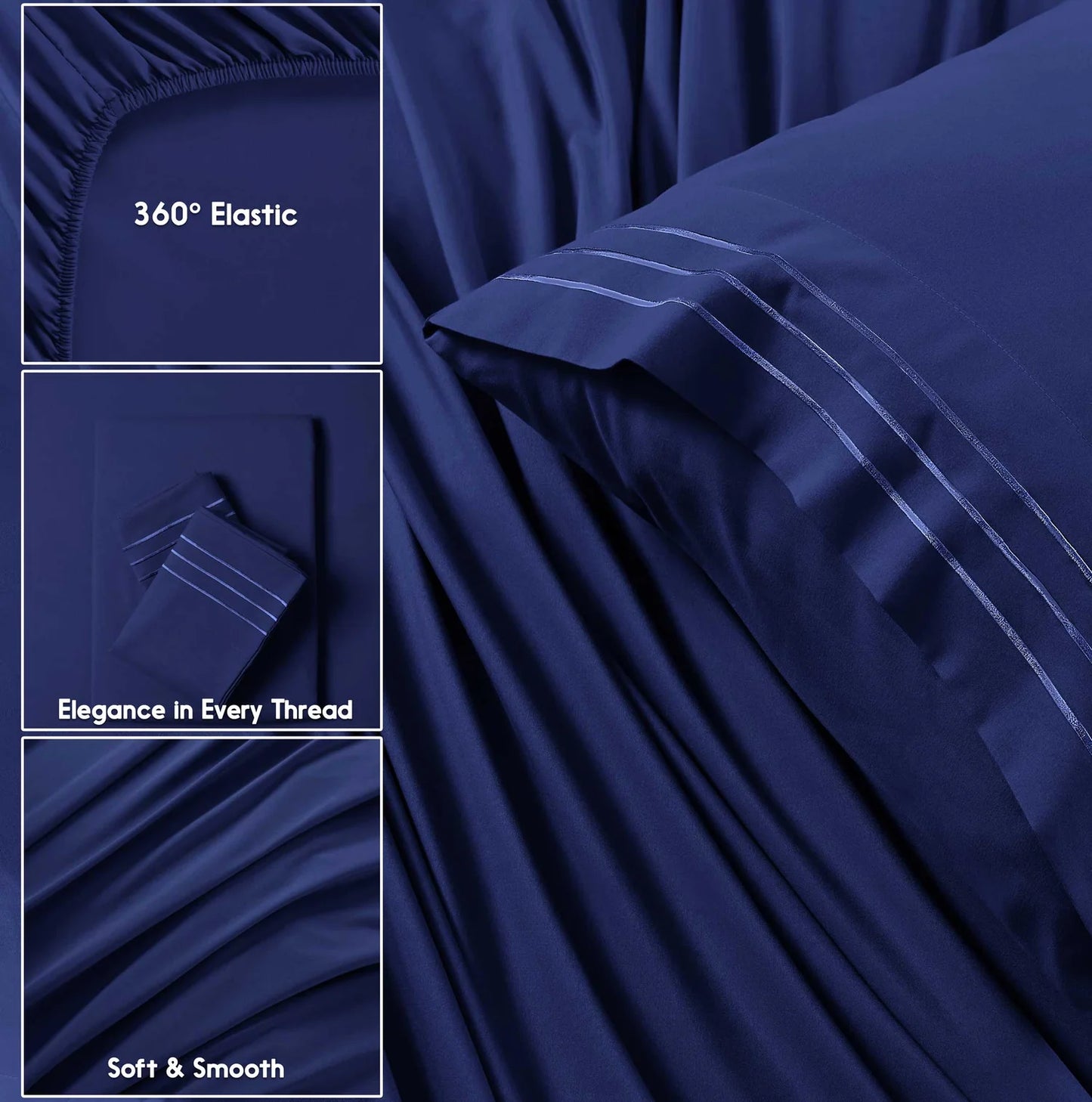 Prime Towle Solid Blue Bed Sheet Set – Ultra Soft Breathable Microfiber Bedding with Pillowcases, Lightweight Wrinkle Resistant All Season Sheets for Everyday Comfort