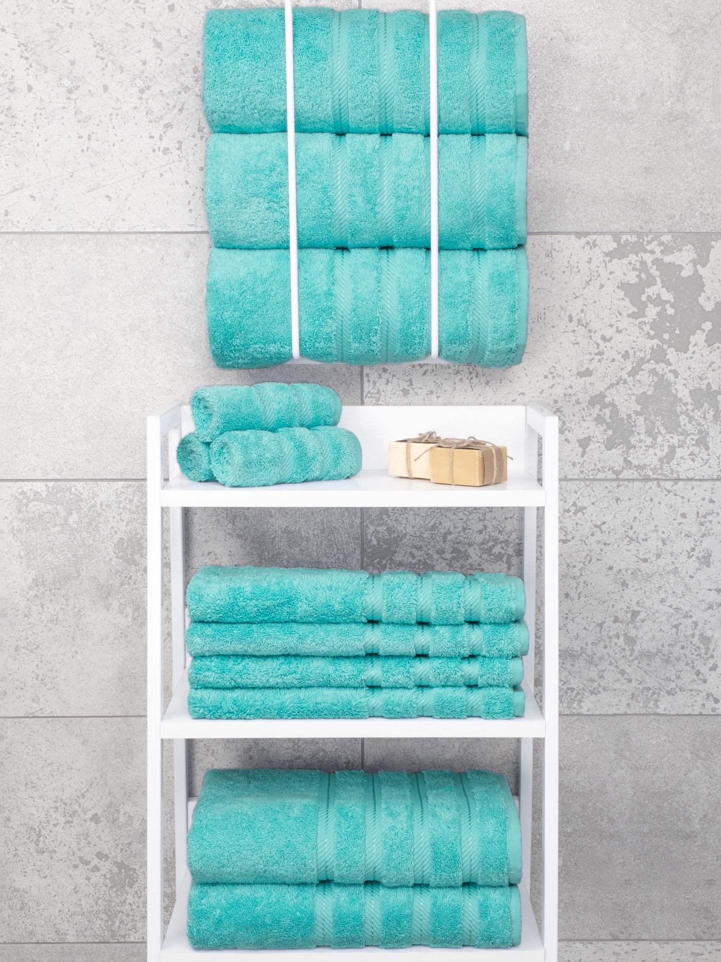 4-Piece Turkish Bath Towel Set, 100% Cotton Ultra-Soft & Highly Absorbent Luxury Towels – Turquoise