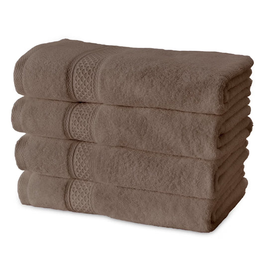 100% Cotton 4-Pack Bath Towel Sets of 4, Bath Towel Highly Absorbent Towels for Bathroom, Gym, Hotel (Brown)