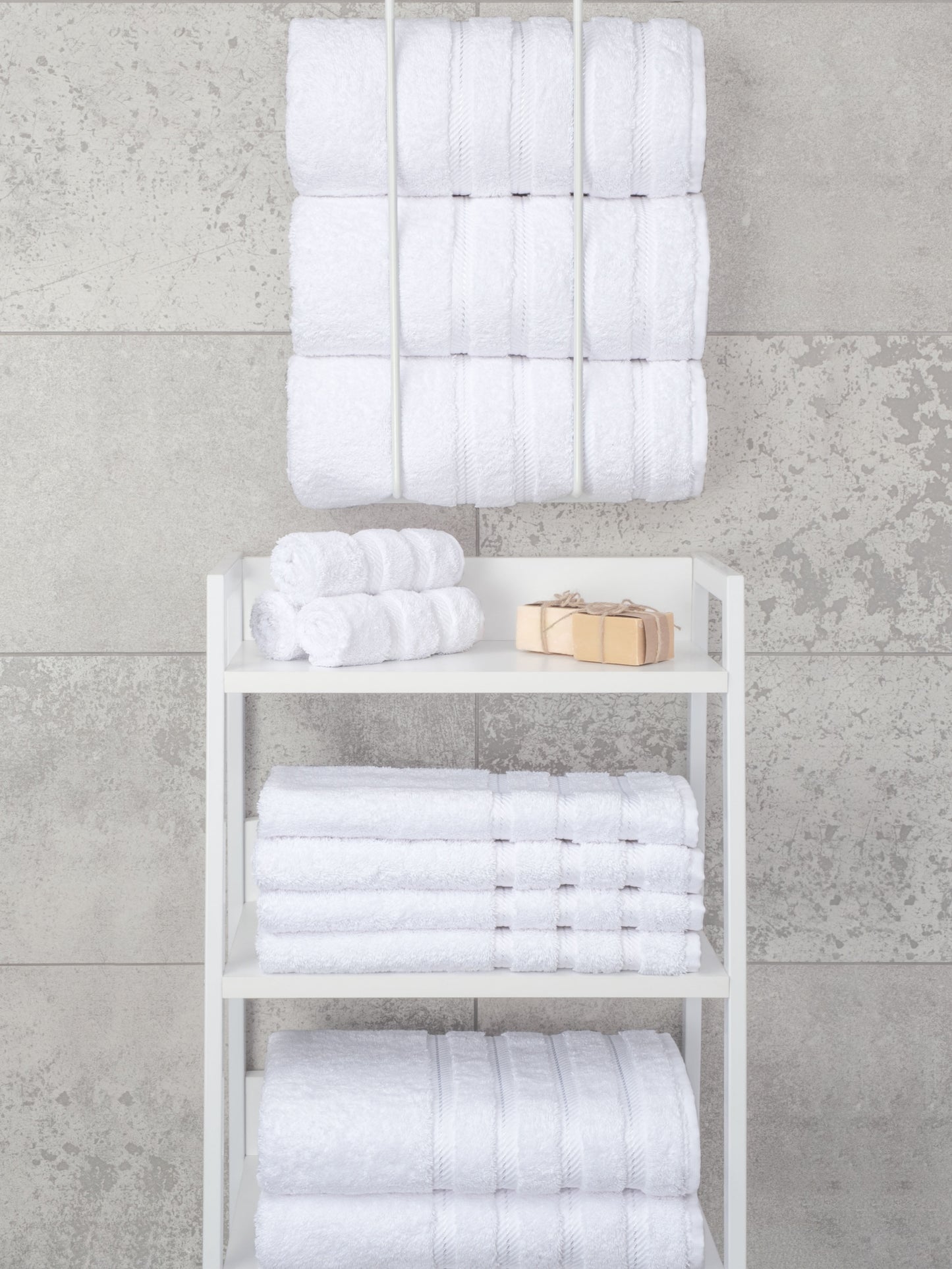 Luxury 4 Piece Bath Towel Set, 100% Cotton Turkish Bath Towels for Bathroom, White
