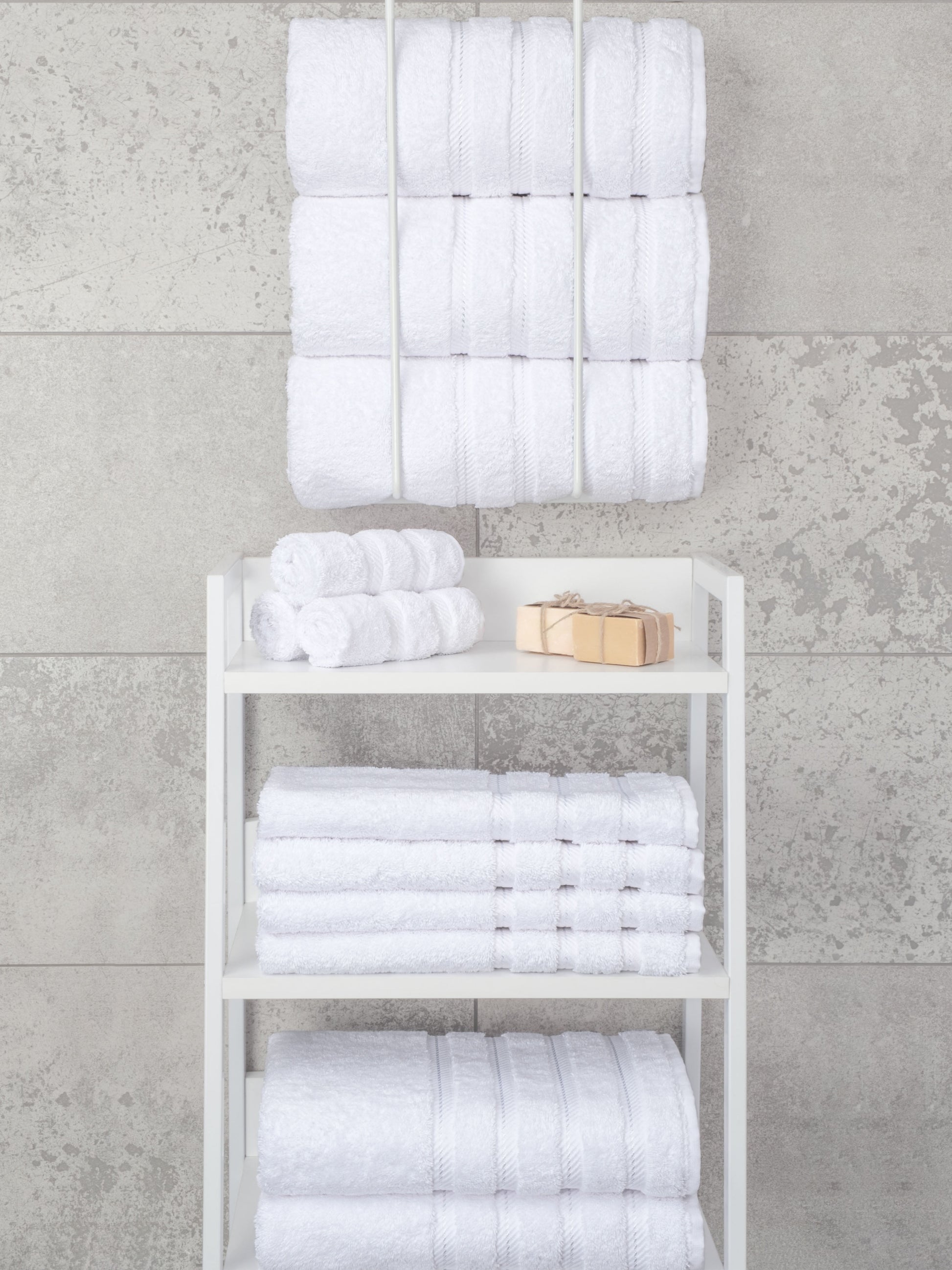 Luxury 4 Piece Bath Towel Set, 100% Cotton Turkish Bath Towels for Bathroom, White