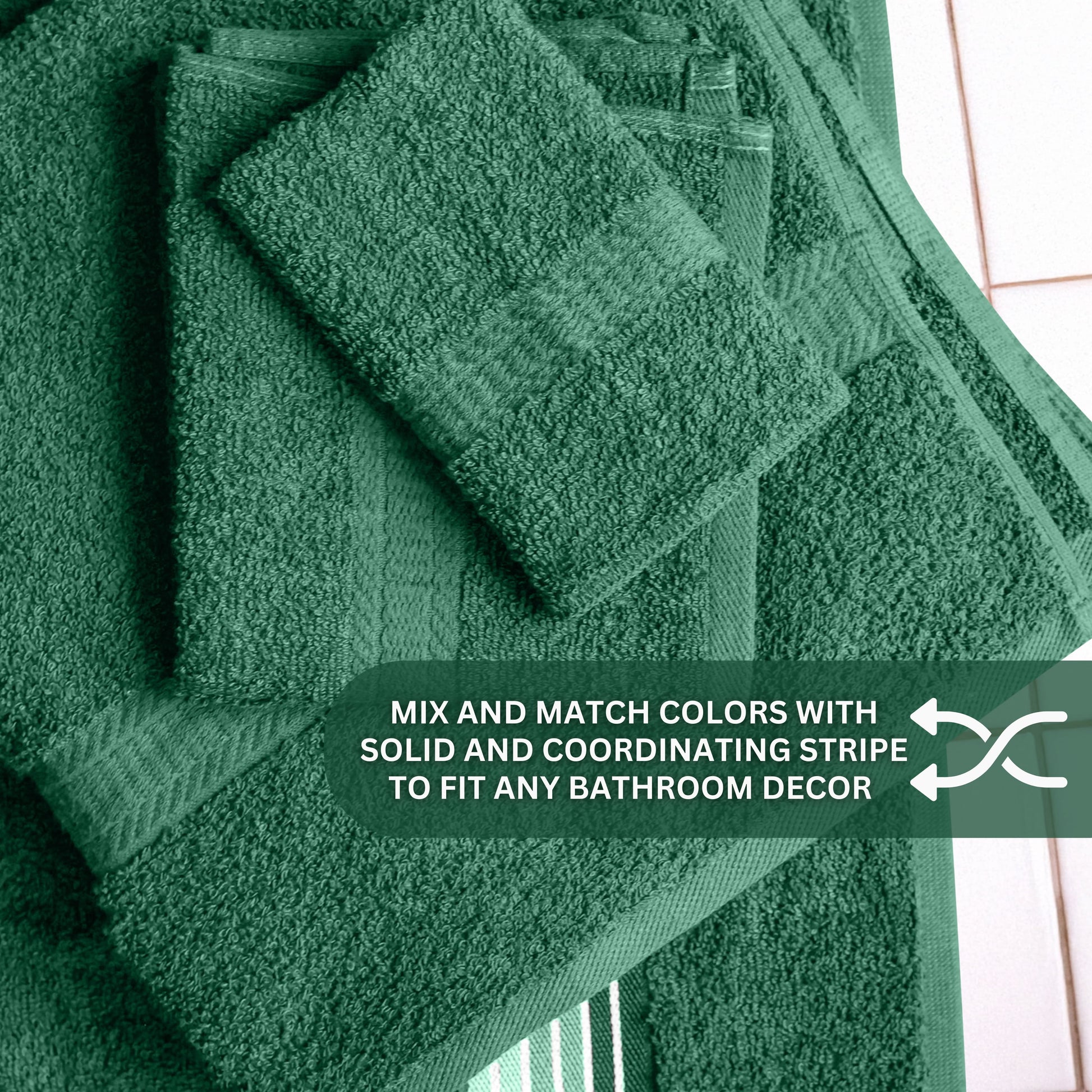 Basic Bath Towel, Soft 100% Cotton and Highly Absorbent Bath Towel, Green