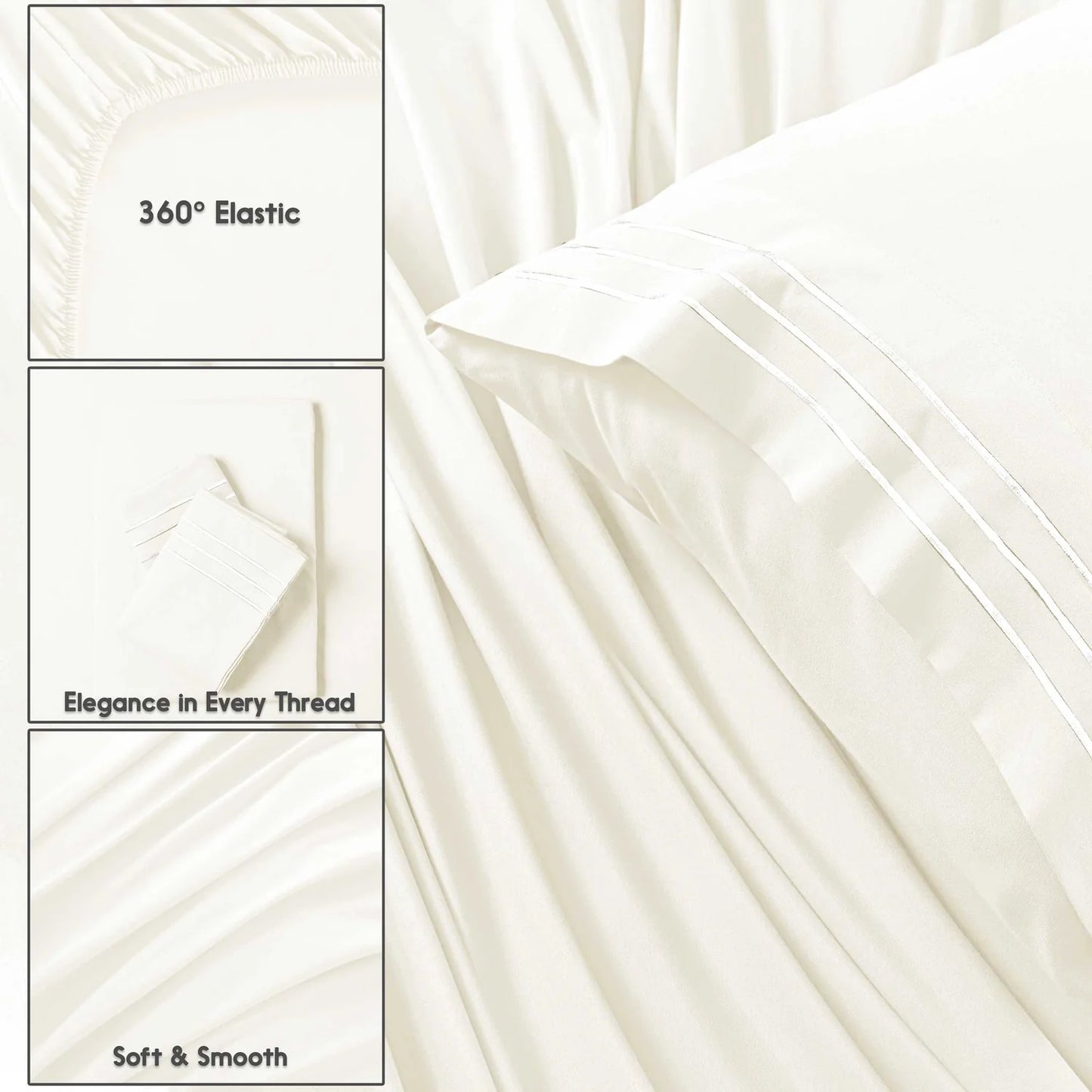 Prime Towel Solid White Bed Sheet Set – Ultra Soft Breathable Microfiber Bedding with Pillowcases, Lightweight Wrinkle Resistant All Season Sheets for Everyday Comfort