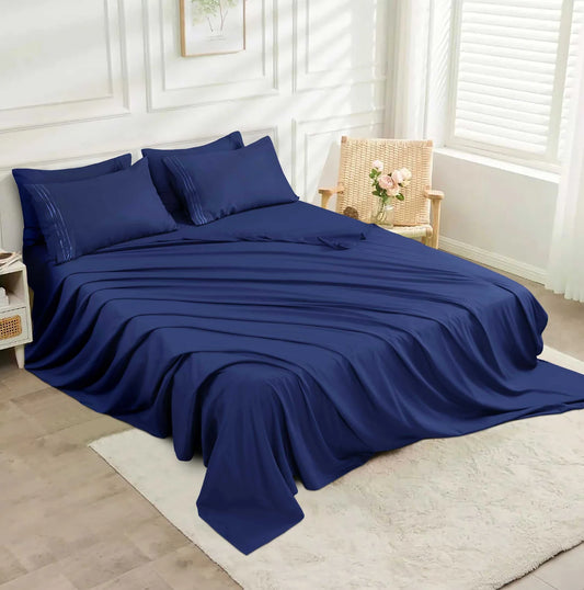 Prime Towle Solid Blue Bed Sheet Set – Ultra Soft Breathable Microfiber Bedding with Pillowcases, Lightweight Wrinkle Resistant All Season Sheets for Everyday Comfort