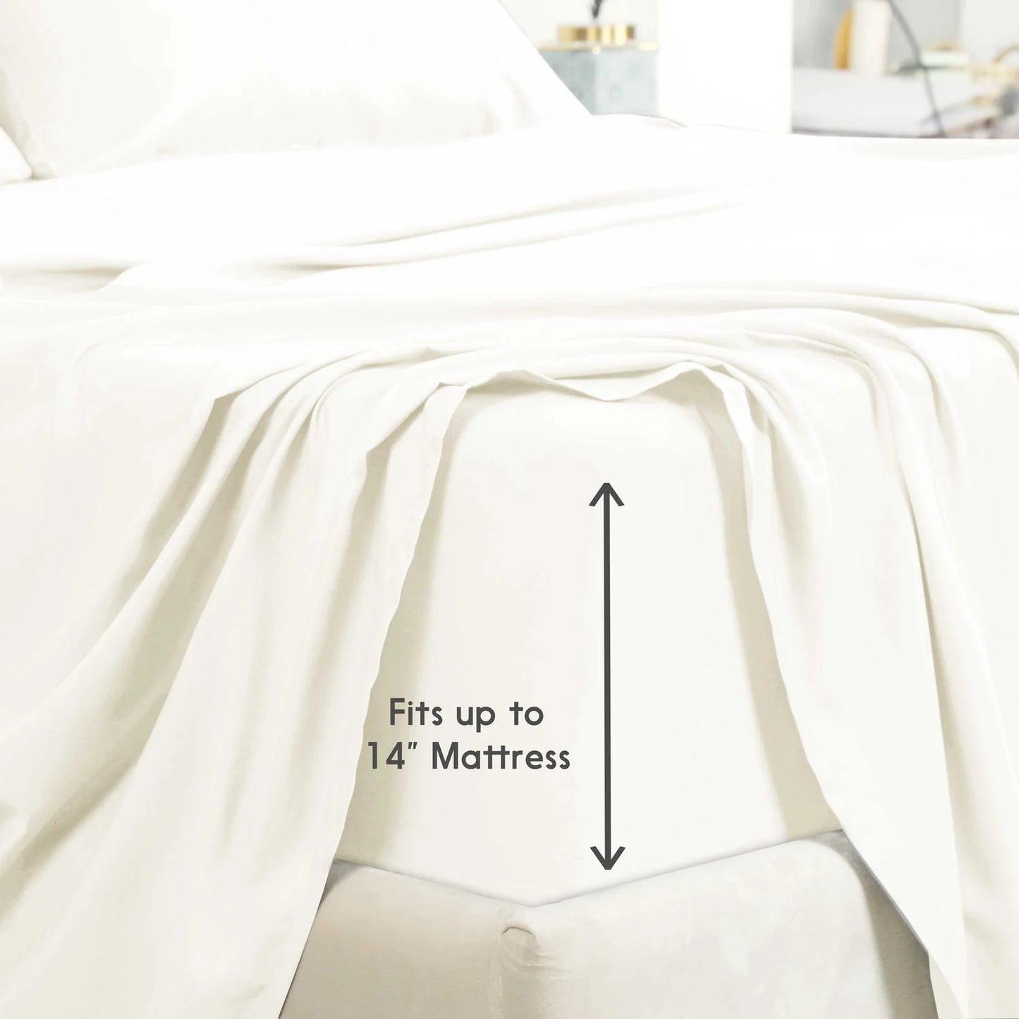 Prime Towel Solid White Bed Sheet Set – Ultra Soft Breathable Microfiber Bedding with Pillowcases, Lightweight Wrinkle Resistant All Season Sheets for Everyday Comfort