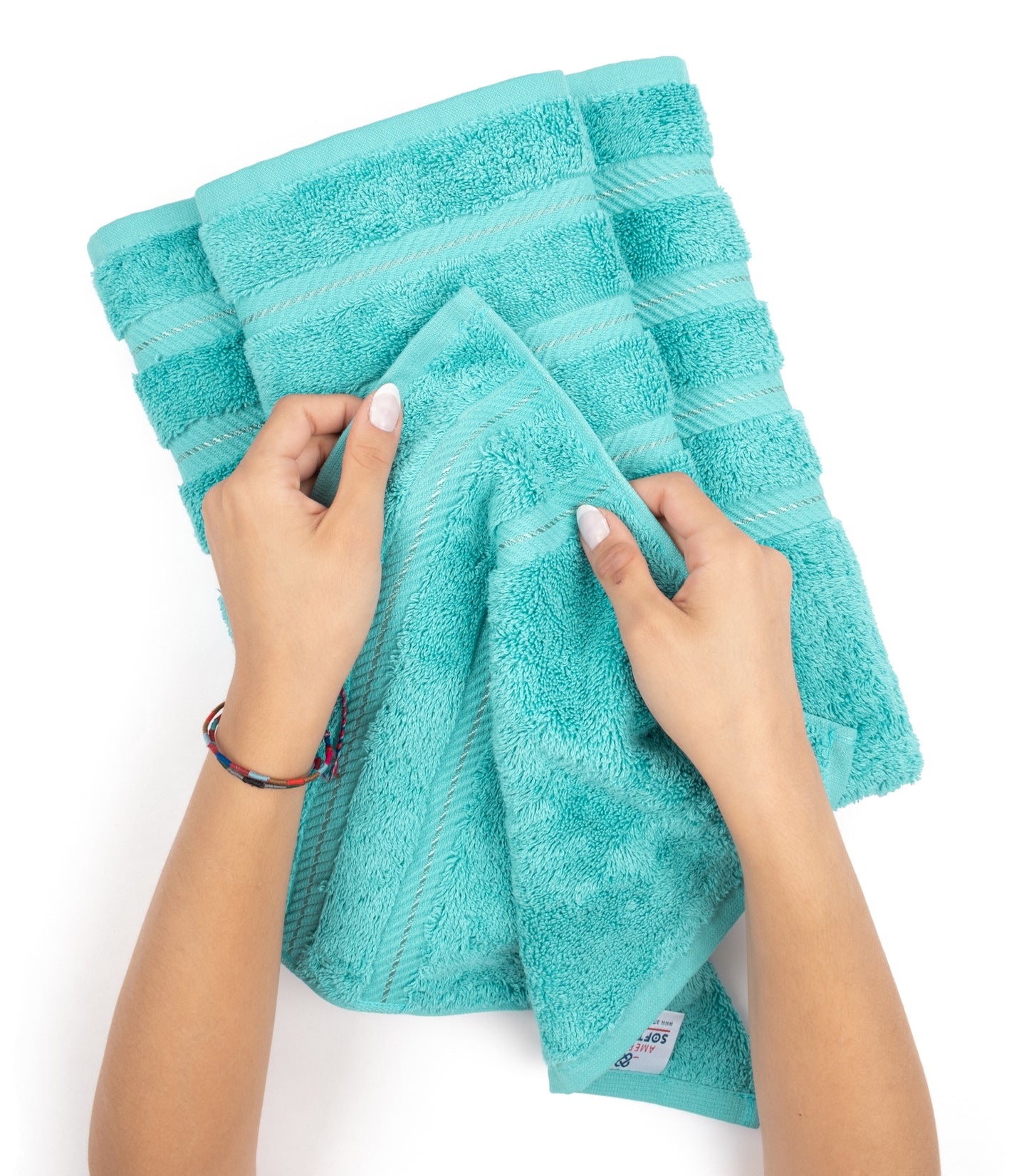 4-Piece Turkish Bath Towel Set, 100% Cotton Ultra-Soft & Highly Absorbent Luxury Towels – Turquoise