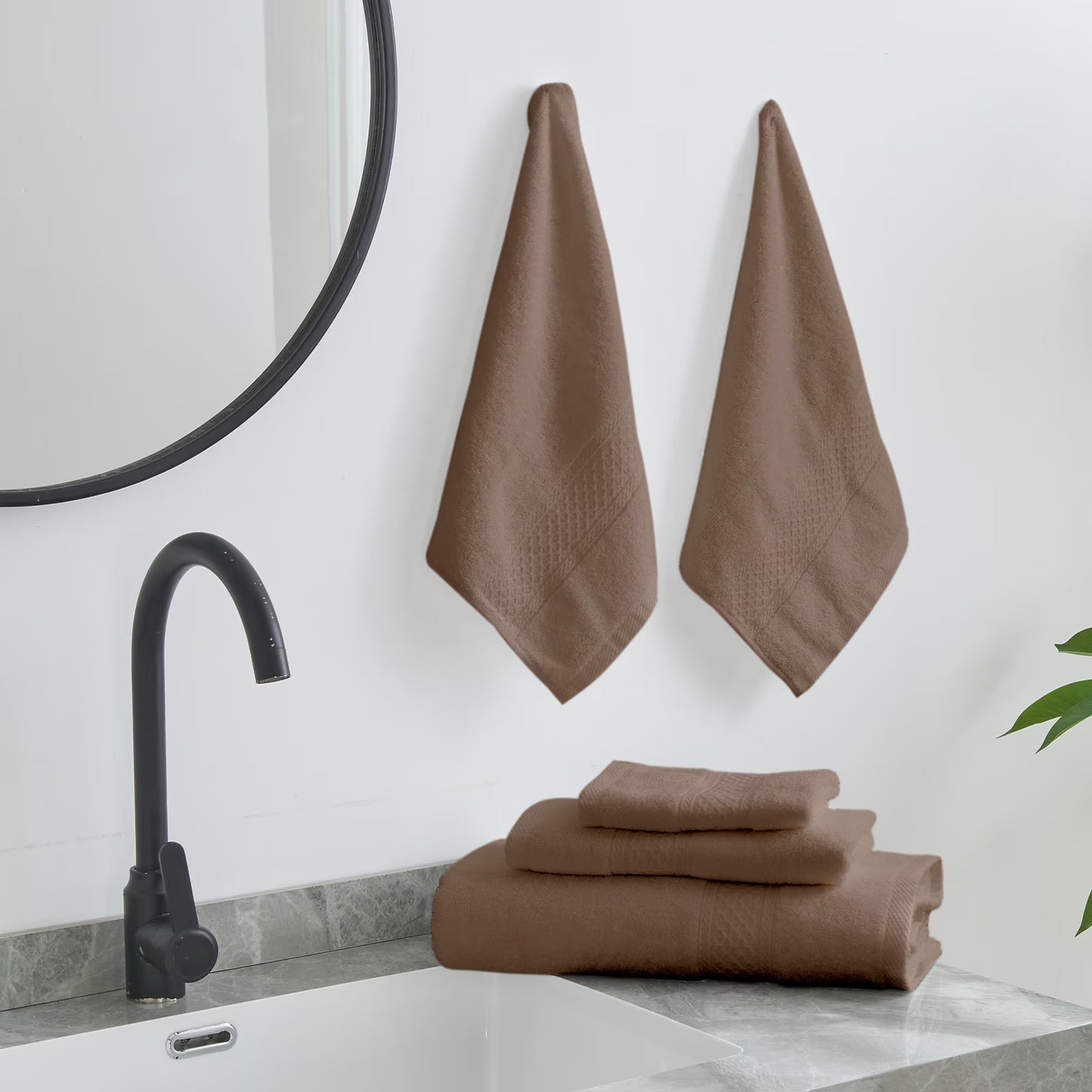100% Cotton 4-Pack Bath Towel Sets of 4, Bath Towel Highly Absorbent Towels for Bathroom, Gym, Hotel (Brown)
