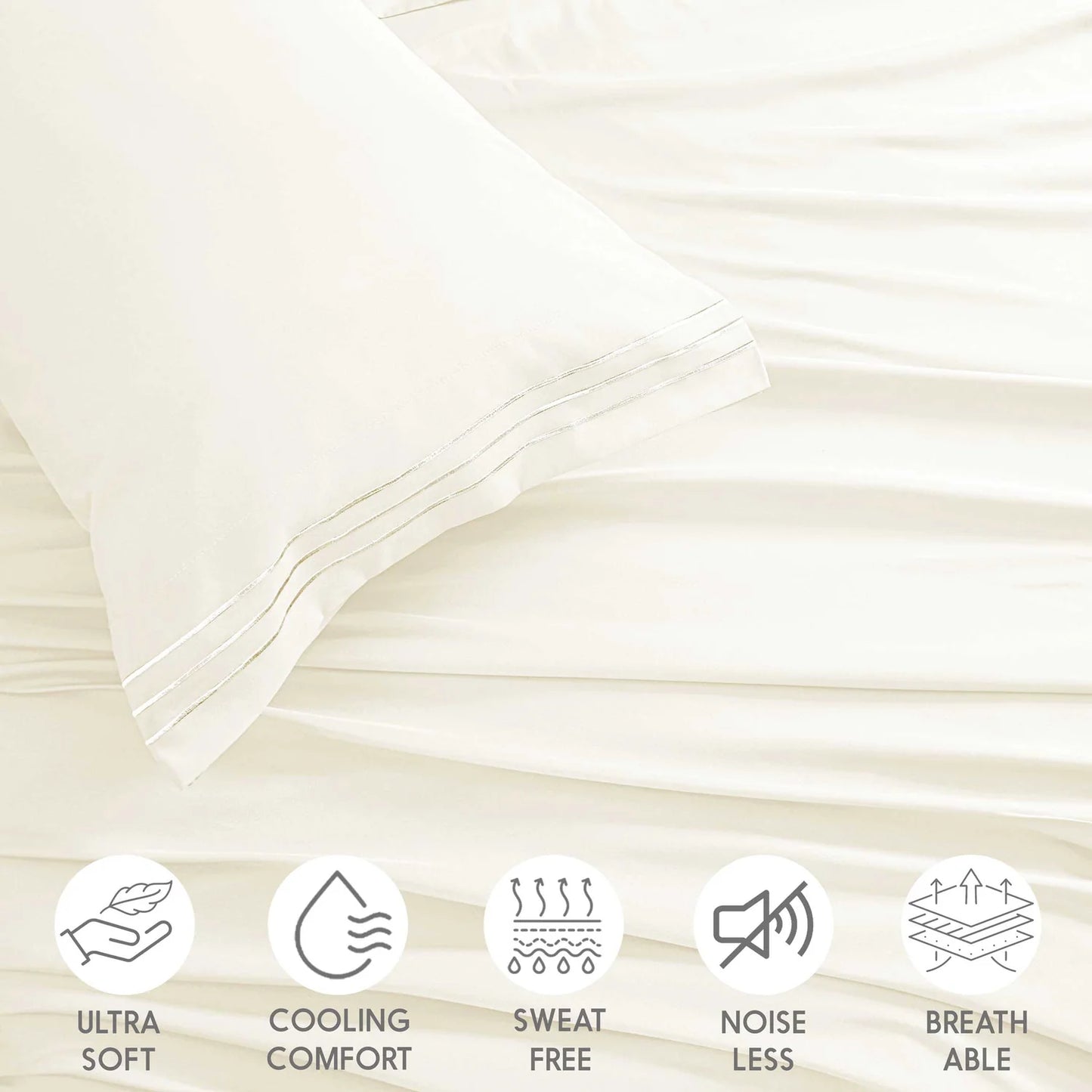 Prime Towel Solid White Bed Sheet Set – Ultra Soft Breathable Microfiber Bedding with Pillowcases, Lightweight Wrinkle Resistant All Season Sheets for Everyday Comfort