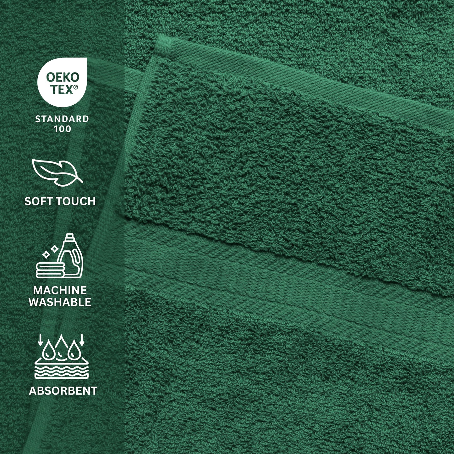 Basic Bath Towel, Soft 100% Cotton and Highly Absorbent Bath Towel, Green