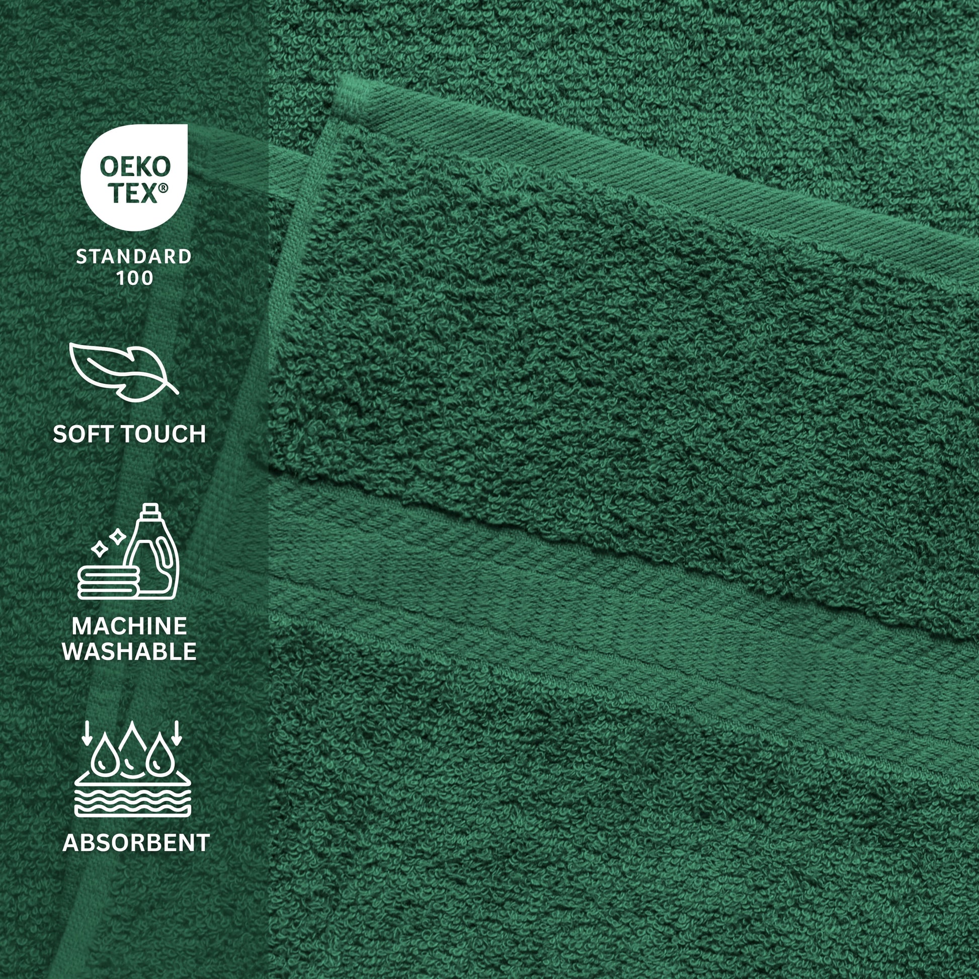 Basic Bath Towel, Soft 100% Cotton and Highly Absorbent Bath Towel, Green