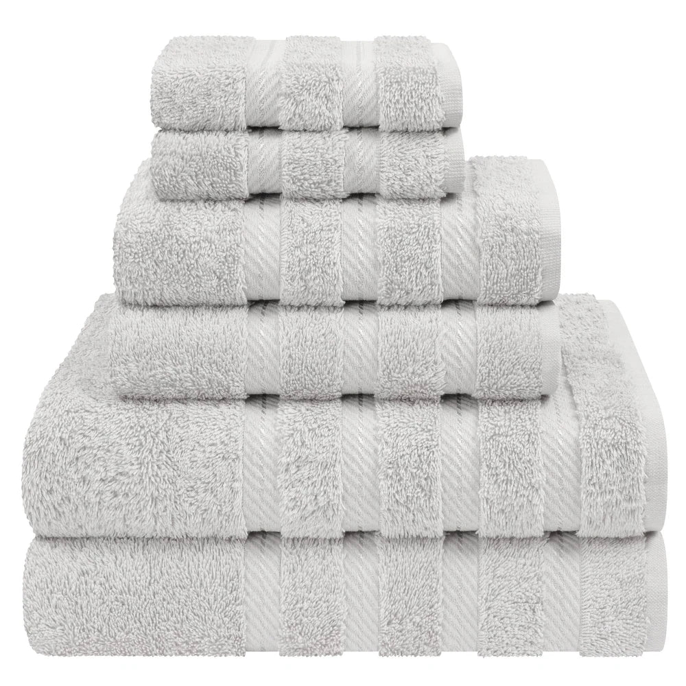 Luxury 4 Piece Bath Towel Set, 100% Cotton Turkish Bath Towels for Bathroom, Light Grey