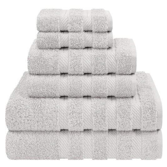 Gray Bath Towel Sets of 6 Pieces, 2 Bath Towels 2 Hand Towels 2 Washcloths, 100% Cotton Highly Absorbent Towels for Bathroom, Gym, Hotel (Dark Gray)