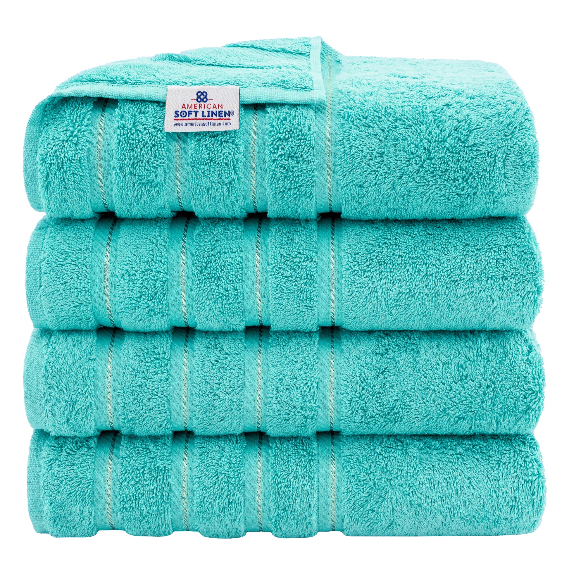 4-Piece Turkish Bath Towel Set, 100% Cotton Ultra-Soft & Highly Absorbent Luxury Towels – Turquoise
