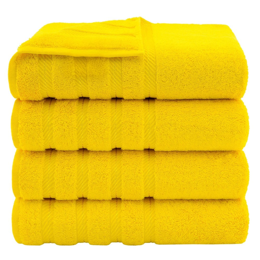 Luxury 4 Piece Bath Towel Set, 100% Cotton Turkish Bath Towels for Bathroom, Yellow