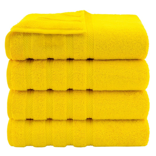 Luxury 4 Piece Bath Towel Set, 100% Cotton Turkish Bath Towels for Bathroom, Yellow