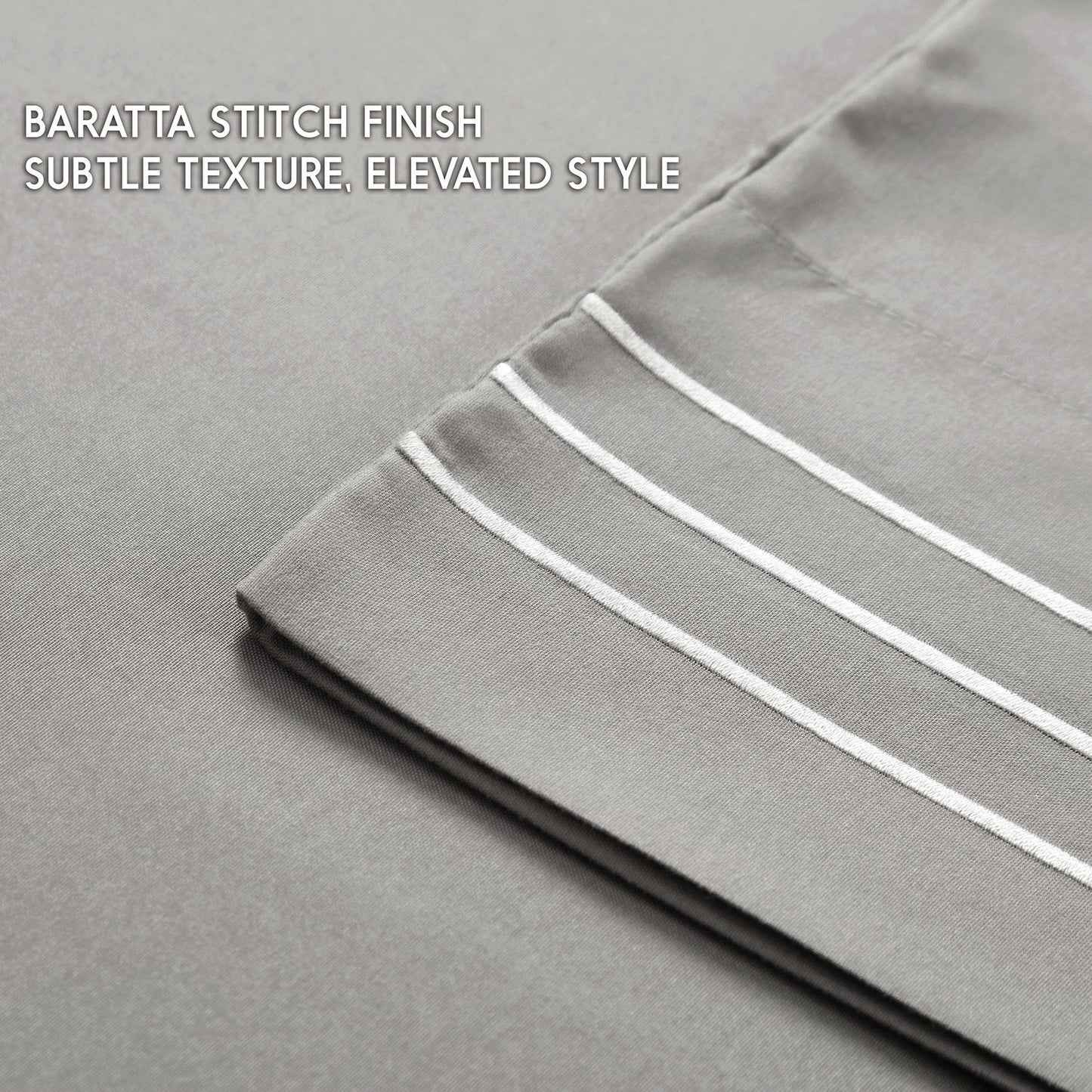 Plain Grey Bed Sheet Set – Soft Breathable Microfiber Bedding Set with Pillowcases, Lightweight Wrinkle Resistant All Season Sheet Set for Everyday Comfort