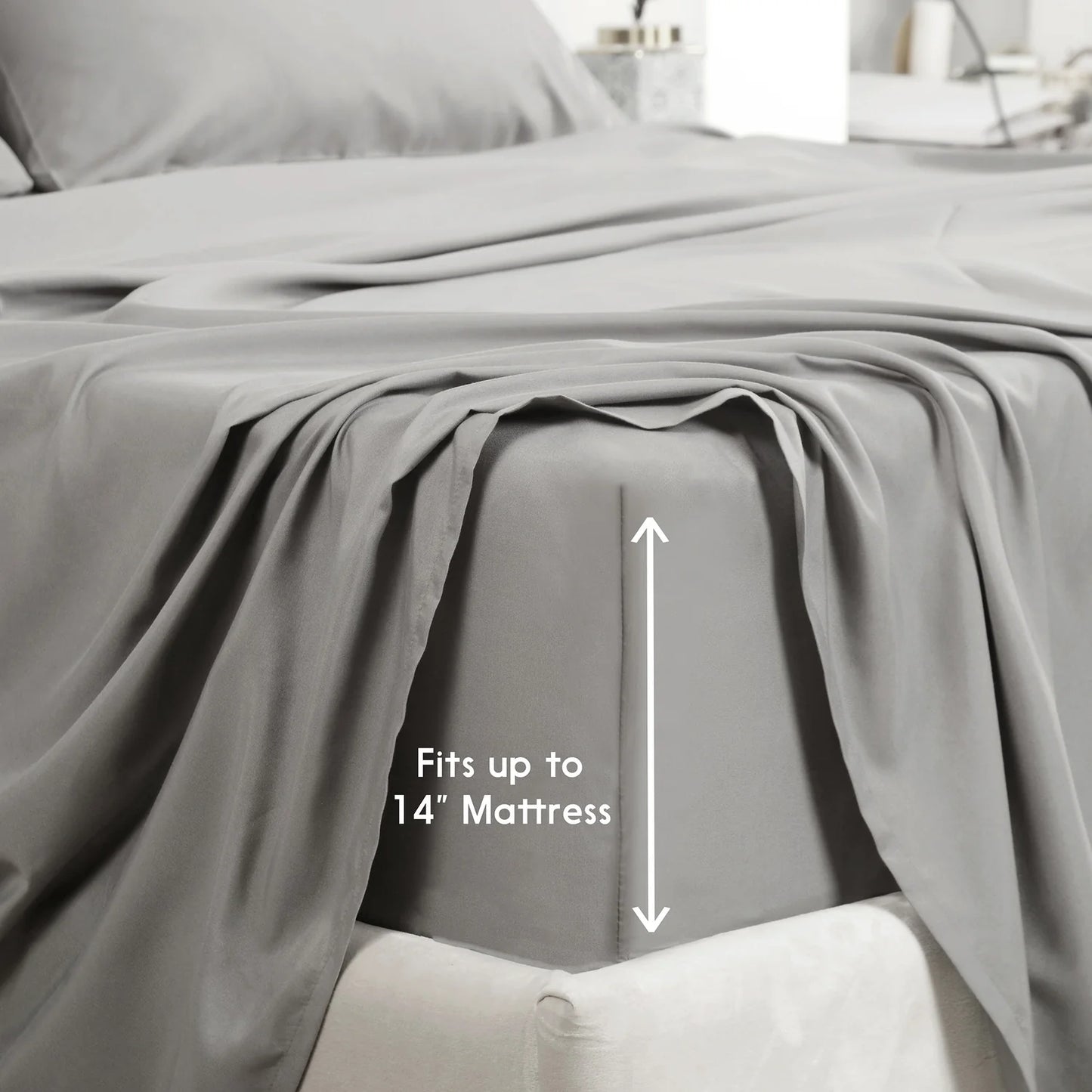 Plain Grey Bed Sheet Set – Soft Breathable Microfiber Bedding Set with Pillowcases, Lightweight Wrinkle Resistant All Season Sheet Set for Everyday Comfort