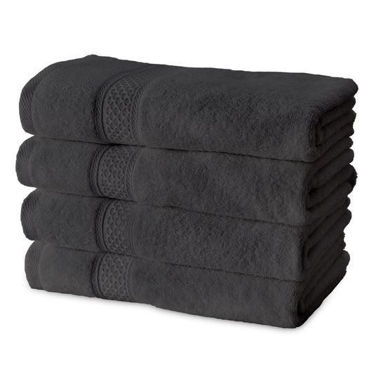 100% Cotton 4-Pack Bath Towel Sets of 4, Bath Towel Highly Absorbent Towels for Bathroom, Gym, Hotel (Dark Gray)