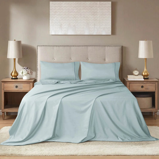 Plain Air Blue Bed Sheet Set – Soft Breathable Microfiber Bedding Set with Pillowcases, Lightweight Wrinkle Resistant All Season Sheet Set for Everyday Comfort