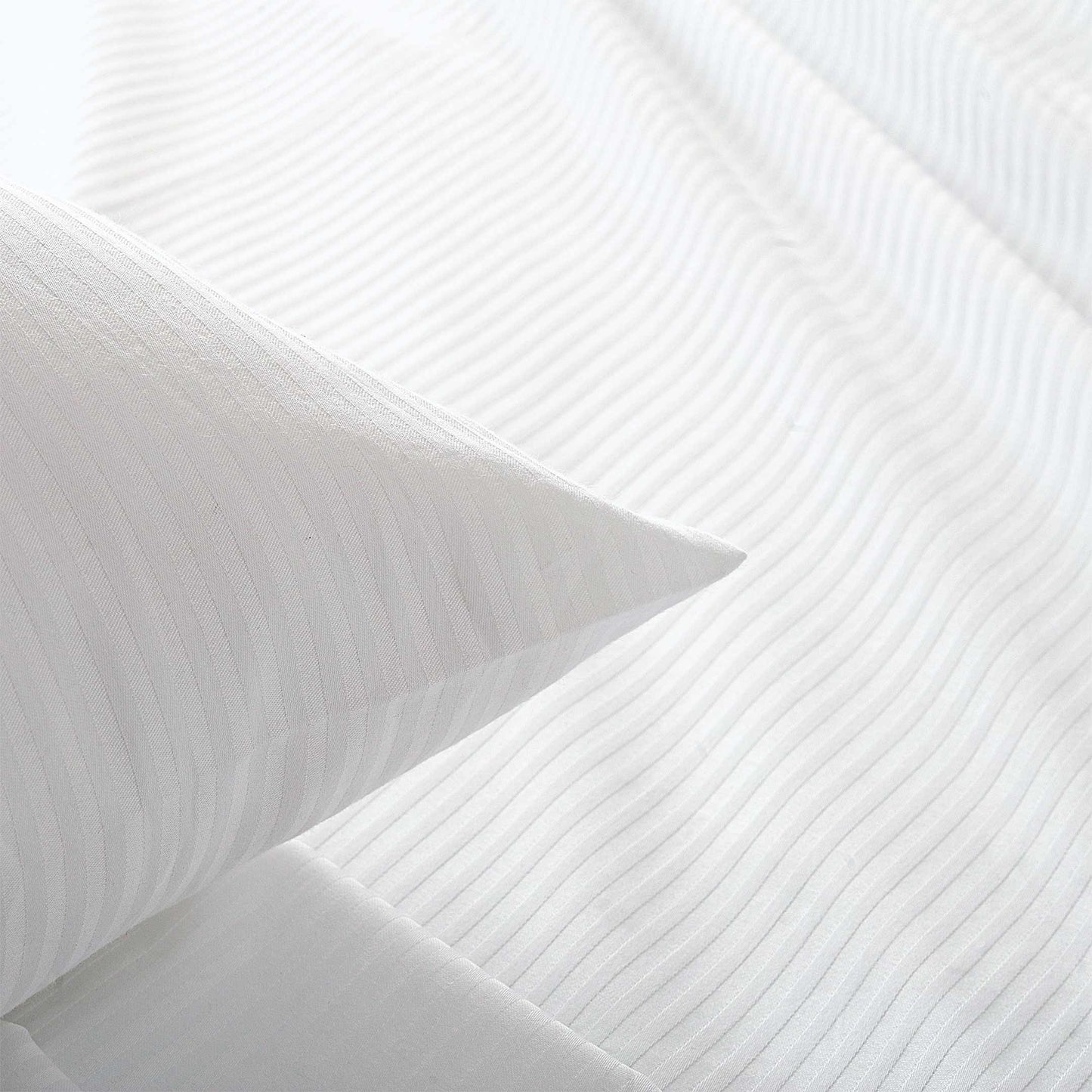 White Stripe Bed Sheet Set – Soft Breathable Microfiber Bedding Set with Pillowcases, Lightweight Wrinkle Resistant All Season Sheet Set for Everyday Comfort