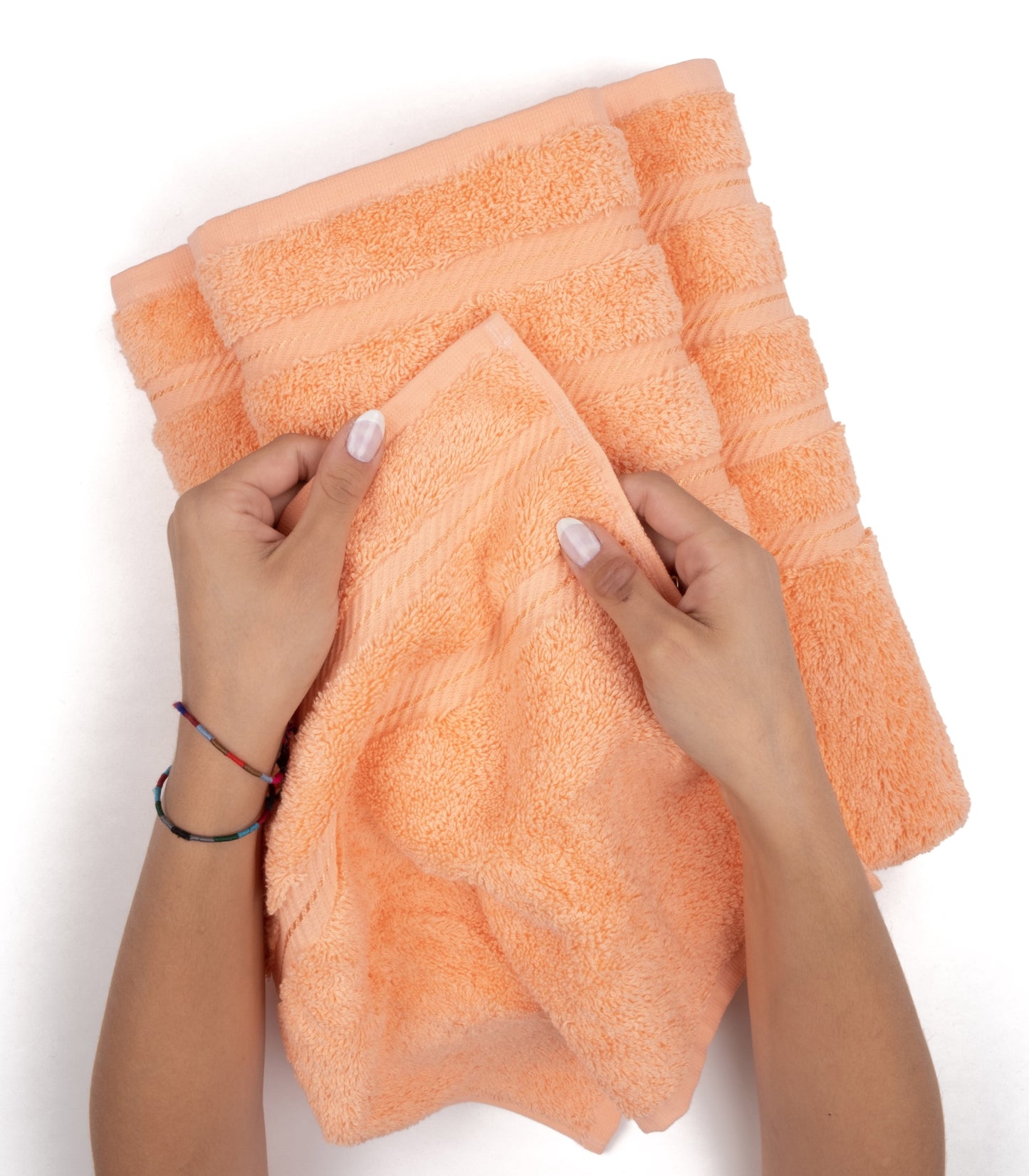 Luxury 4 Piece Bath Towel Set, 100% Cotton Turkish Bath Towels for Bathroom, Malibu Peach