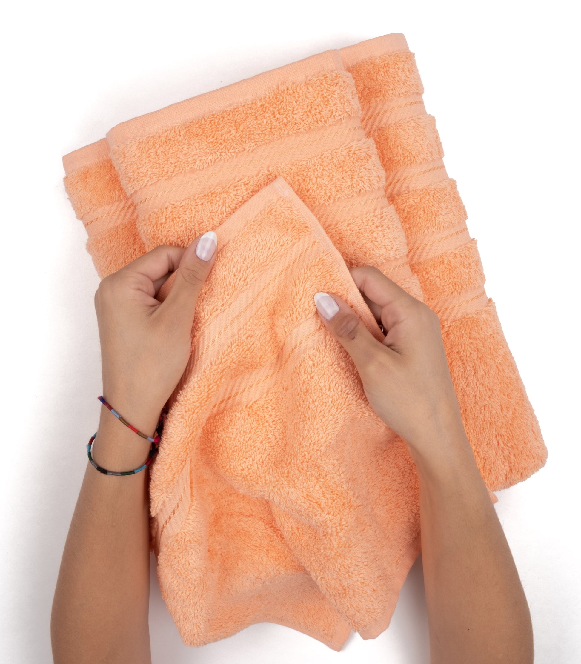 Luxury 4 Piece Bath Towel Set, 100% Cotton Turkish Bath Towels for Bathroom, Malibu Peach