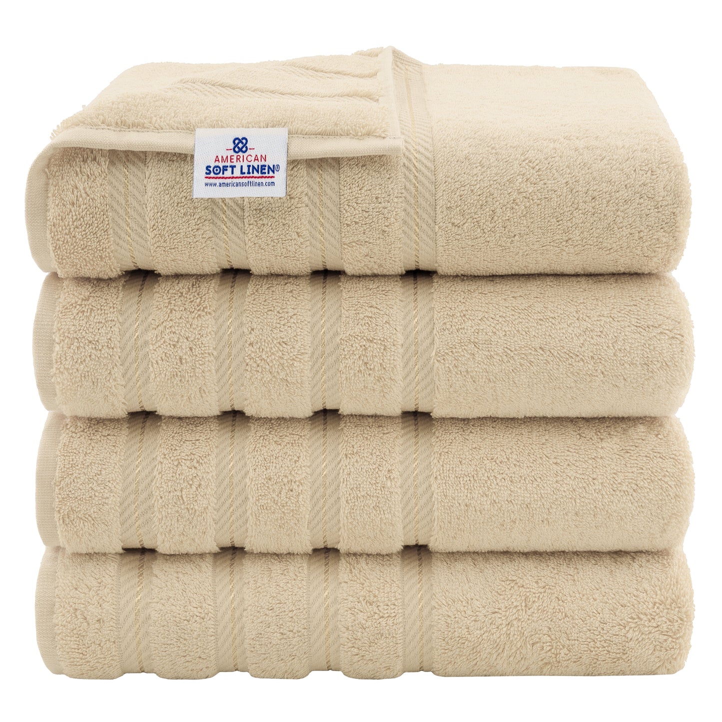 Luxury 4 Piece Bath Towel Set, 100% Cotton Turkish Bath Towels for Bathroom, Beige