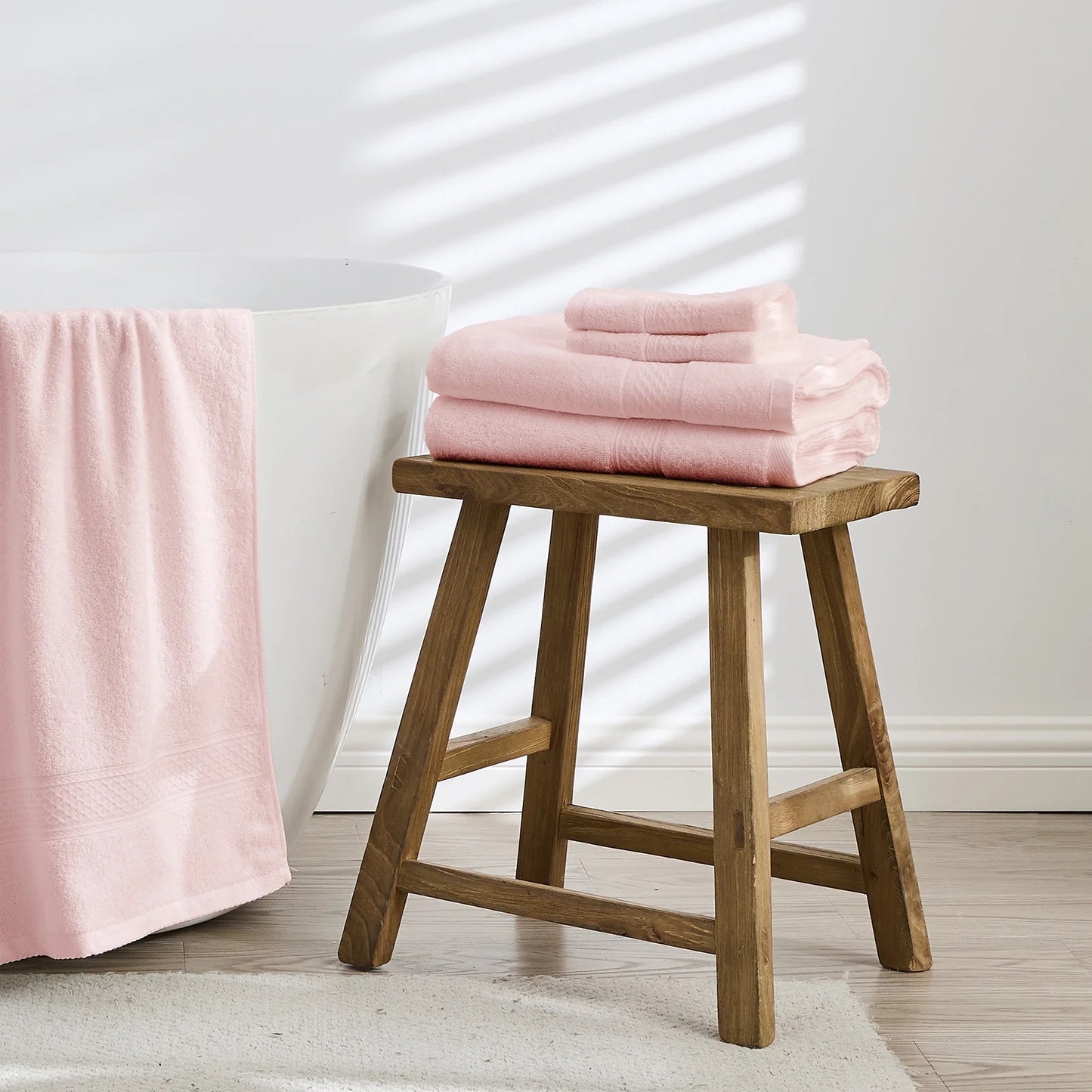 100% Cotton Bath Towel Sets of 6 Pieces, 2 Bath Towels 2 Hand Towels 2 Washcloths, Highly Absorbent Towels for Bathroom, Gym, Hotel (Blush Pink)