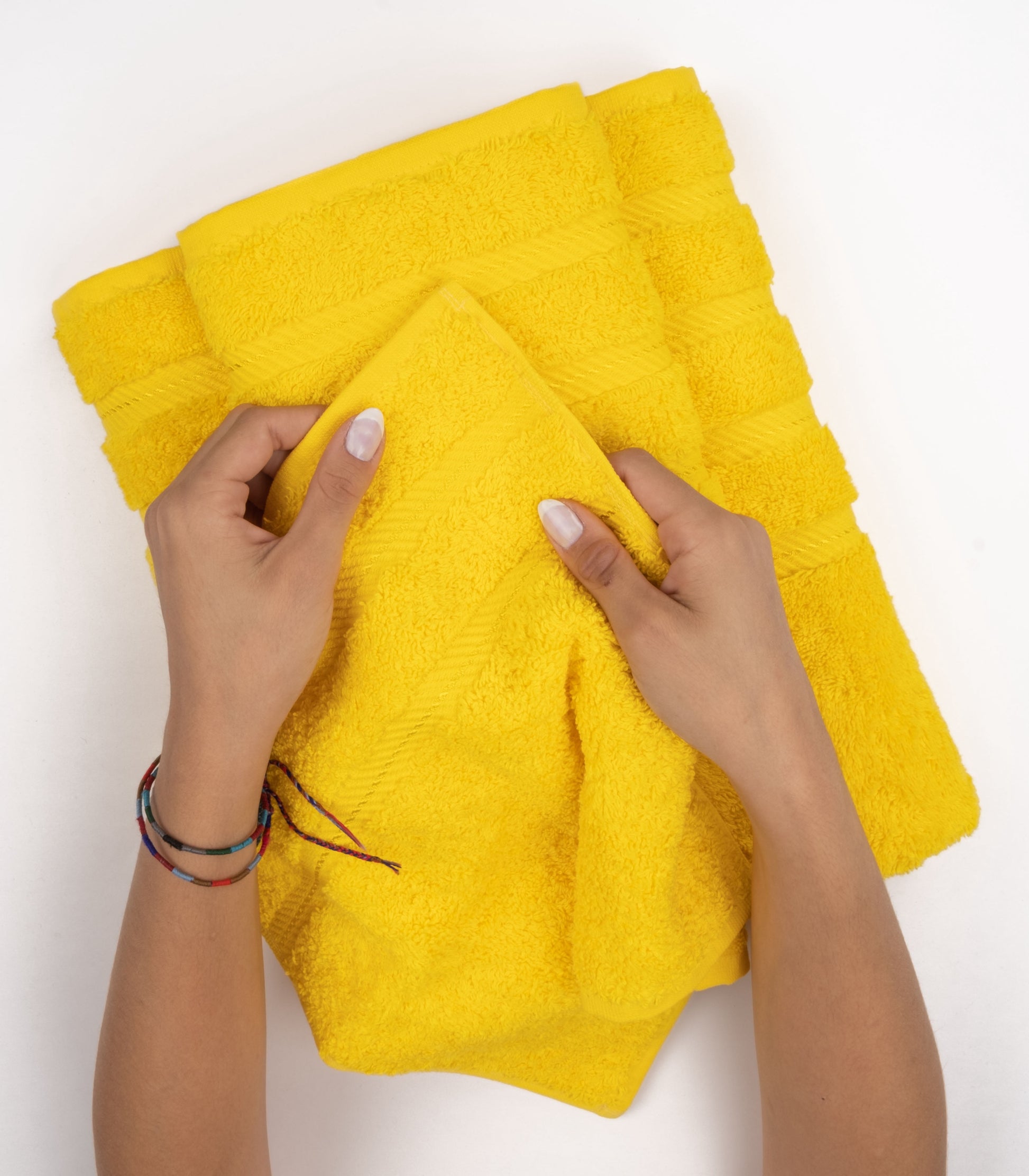Luxury 4 Piece Bath Towel Set, 100% Cotton Turkish Bath Towels for Bathroom, Yellow