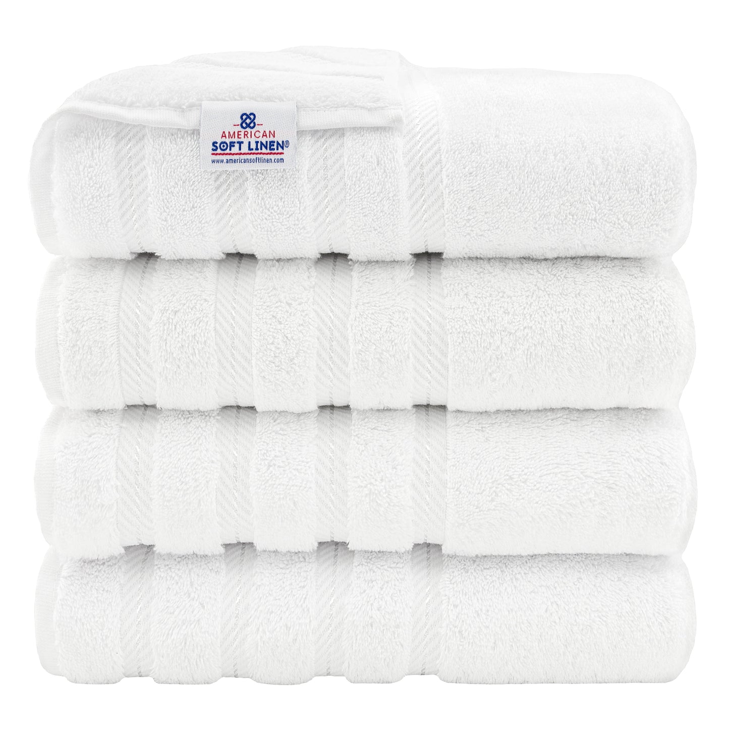 Luxury 4 Piece Bath Towel Set, 100% Cotton Turkish Bath Towels for Bathroom, White