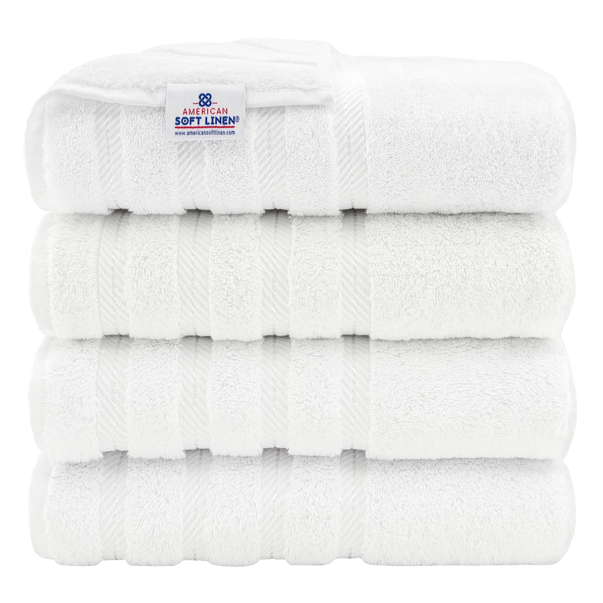 Luxury 4 Piece Bath Towel Set, 100% Cotton Turkish Bath Towels for Bathroom, White