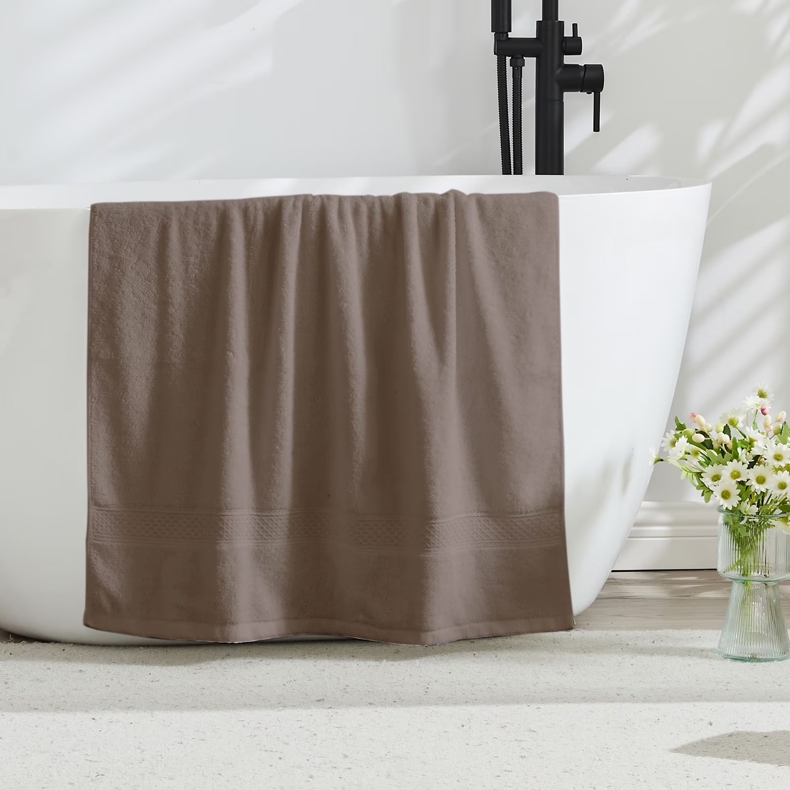 100% Cotton 4-Pack Bath Towel Sets of 4, Bath Towel Highly Absorbent Towels for Bathroom, Gym, Hotel (Brown)