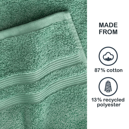 Performance Cotton 6-Piece Bath Towel Set, Super Soft Quick Dry Fade Resistant, Solid Green