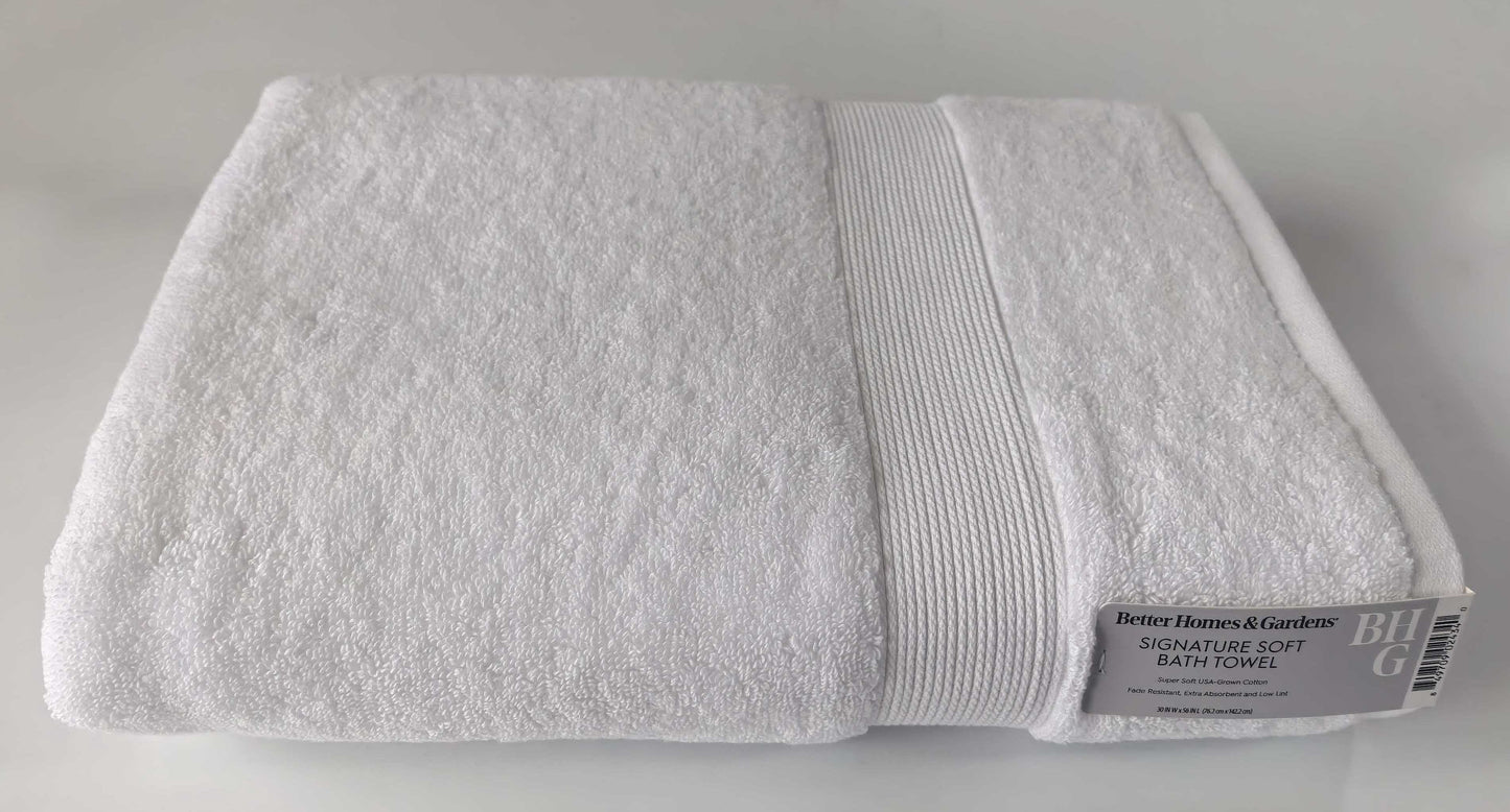 Signature Soft Solid Cotton Bath Towel, Arctic White — 100% Premium Cotton, Ultra Soft & Absorbent, Quick Dry, Hotel Quality Luxury Bath Towel for Bathroom, Spa & Gym