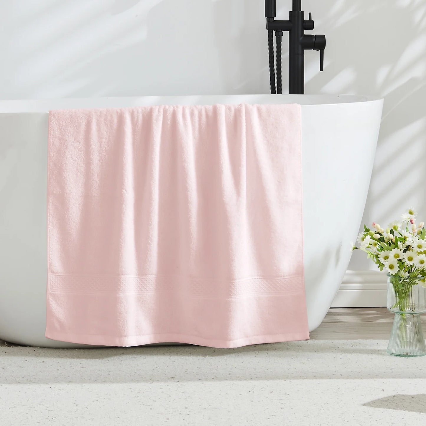 100% Cotton Bath Towel Sets of 6 Pieces, 2 Bath Towels 2 Hand Towels 2 Washcloths, Highly Absorbent Towels for Bathroom, Gym, Hotel (Blush Pink)