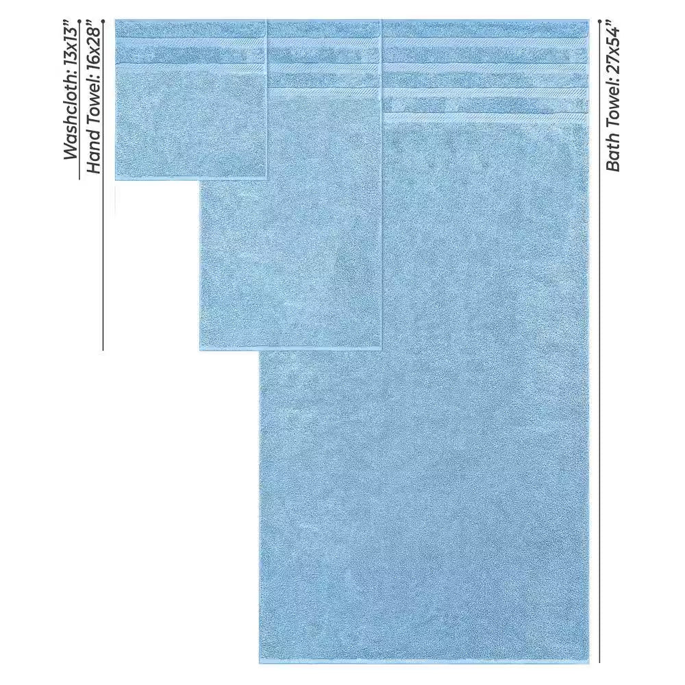 Bath Towel Set 100% Turkish Cotton 3 Piece Towels for Bathroom- Sky Blue