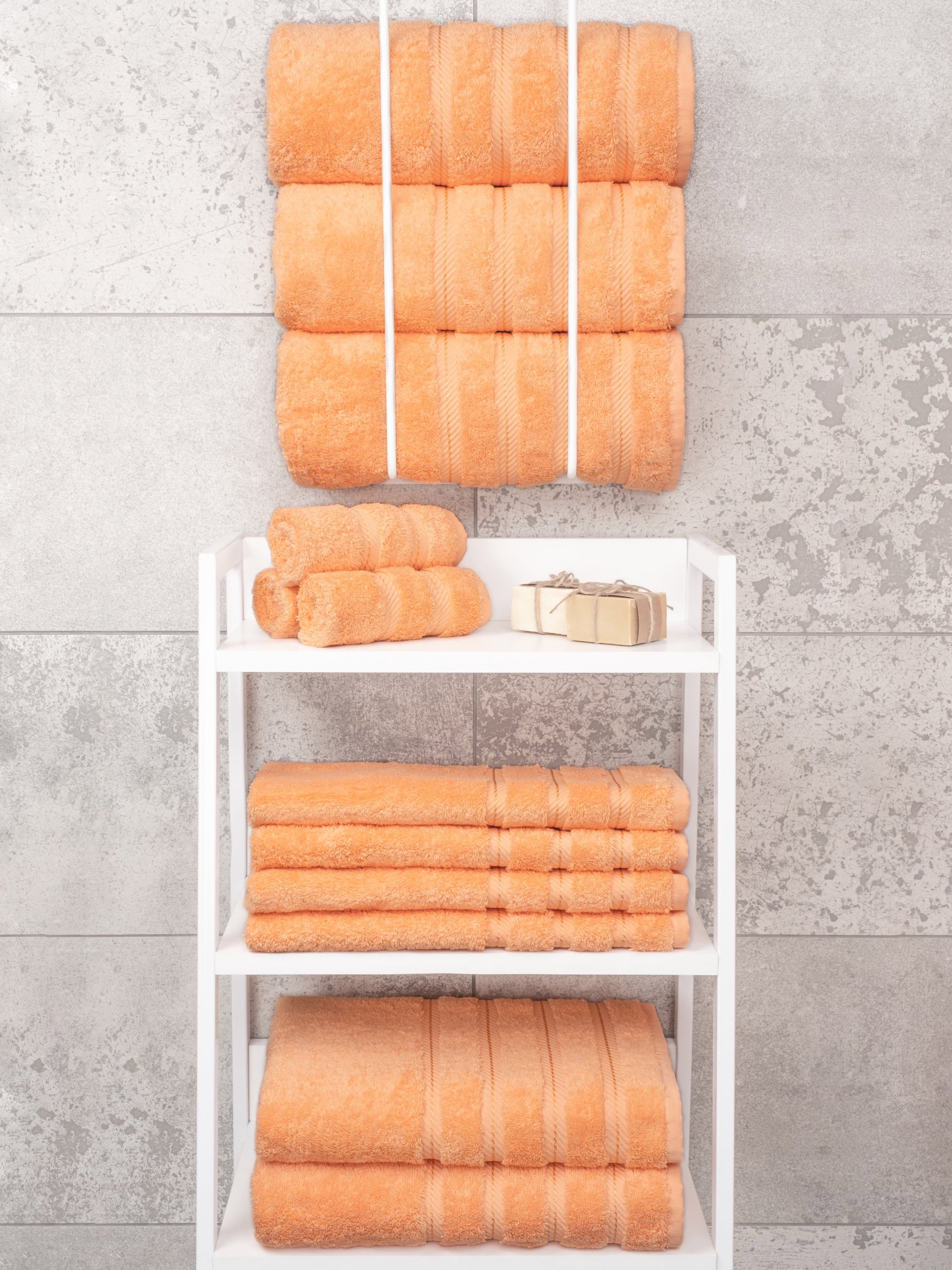 Luxury 4 Piece Bath Towel Set, 100% Cotton Turkish Bath Towels for Bathroom, Malibu Peach