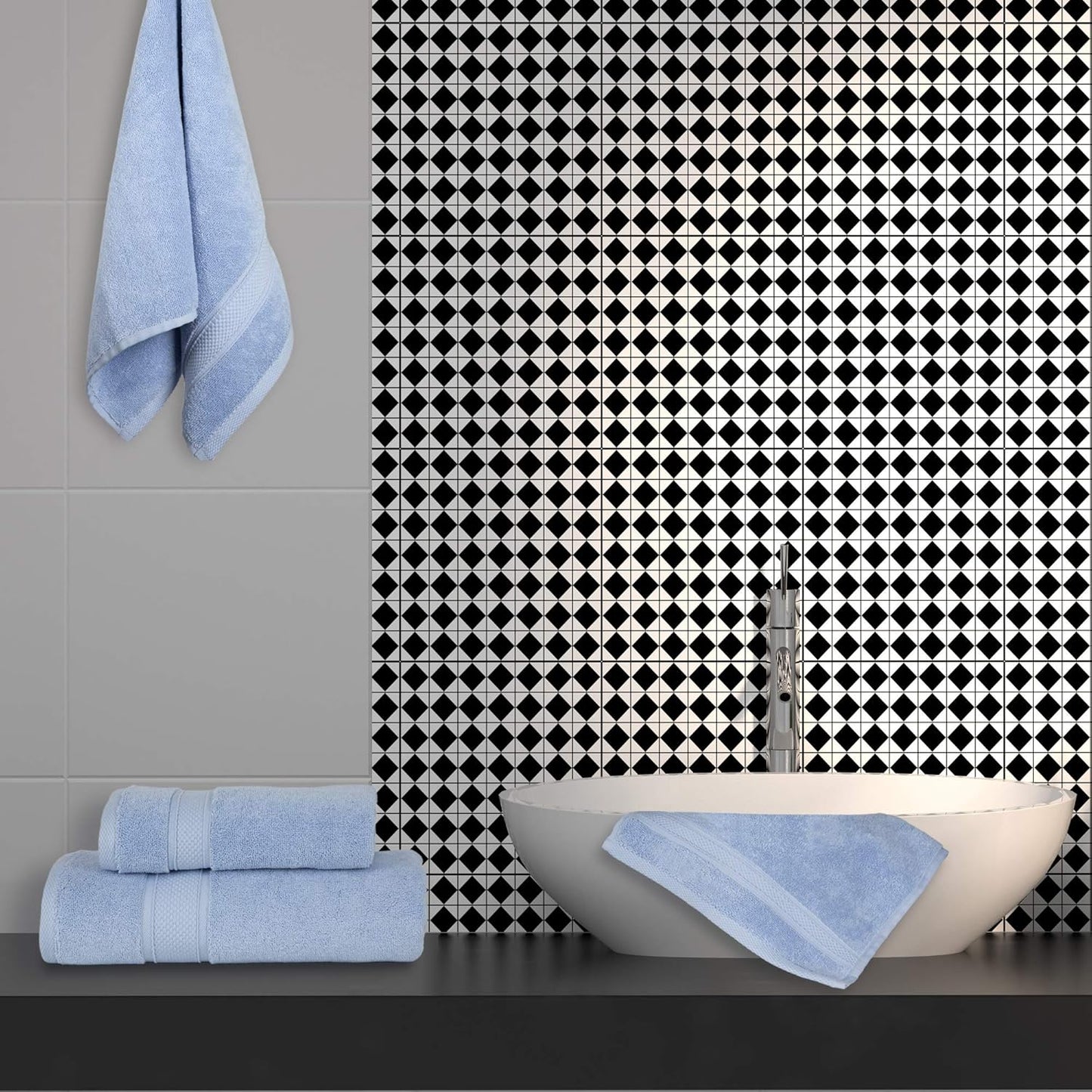 Luxury 6 Piece Bath Towel Set, 100% Cotton Turkish Towels for Bathroom, Sky Blue