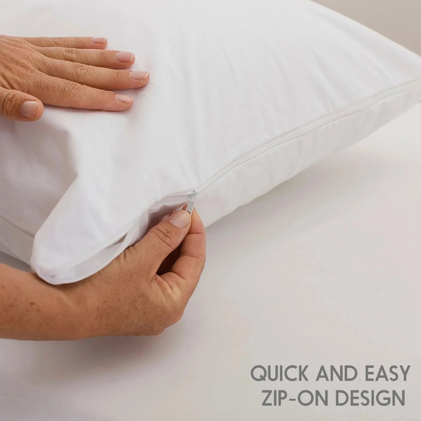 Premium Waterproof Pillow Protector – Soft Breathable Zippered Pillow Cover