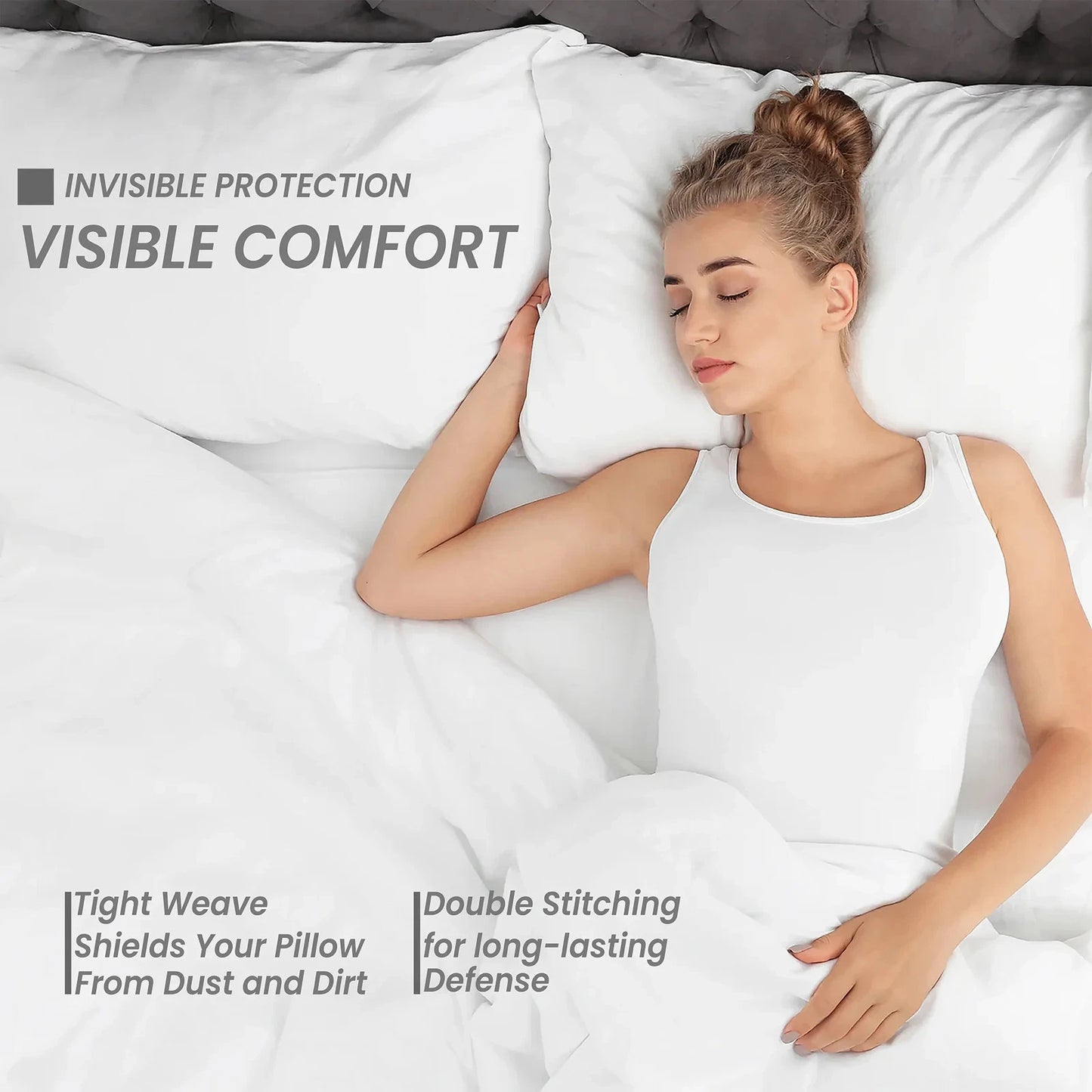 Premium Waterproof Pillow Protector – Soft Breathable Zippered Pillow Cover