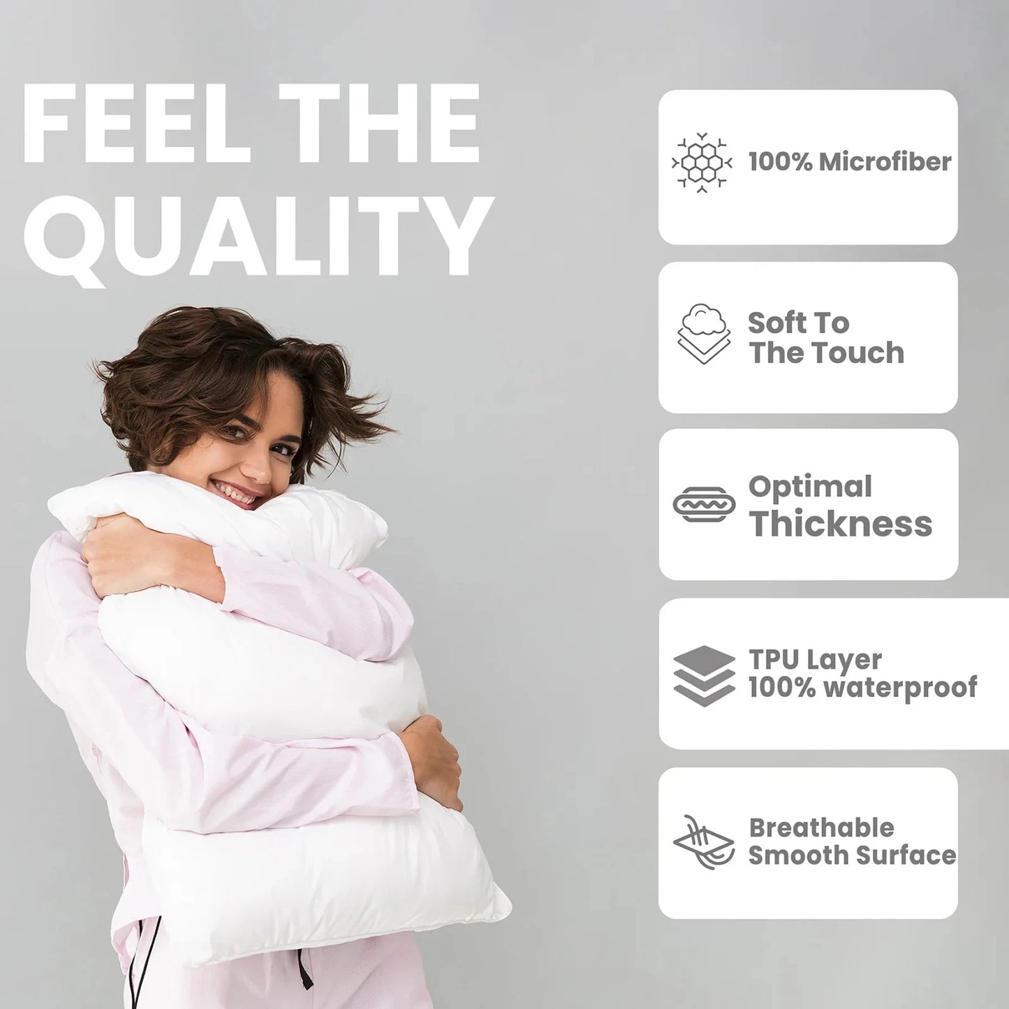 Premium Waterproof Pillow Protector – Soft Breathable Zippered Pillow Cover