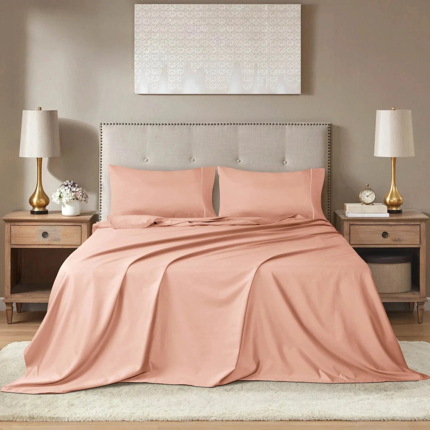 Burrata Stitch Cotton Sateen Sheet Set Soybean
