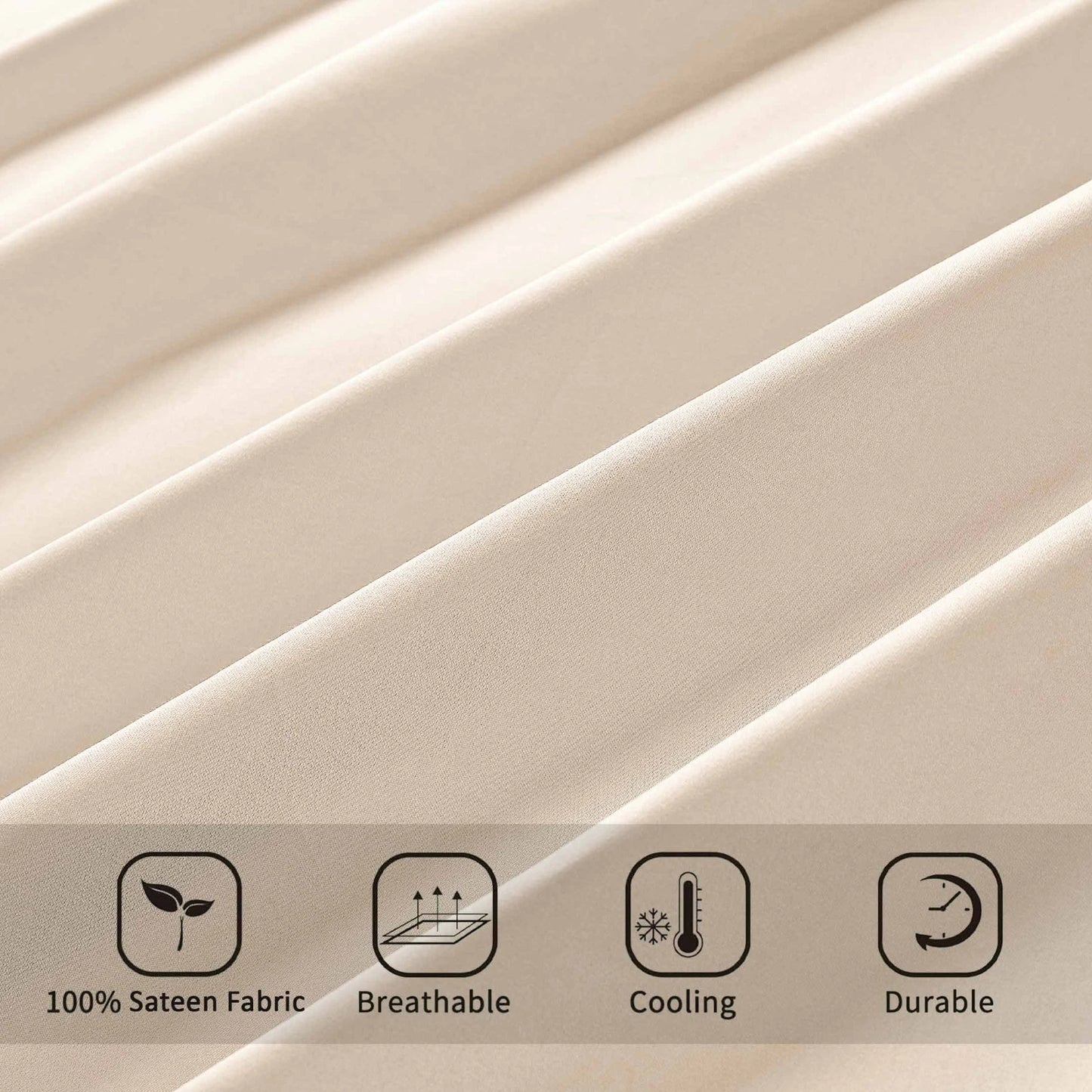 Burrata Stitch Cotton Sateen Sheet set Smokey Taupe