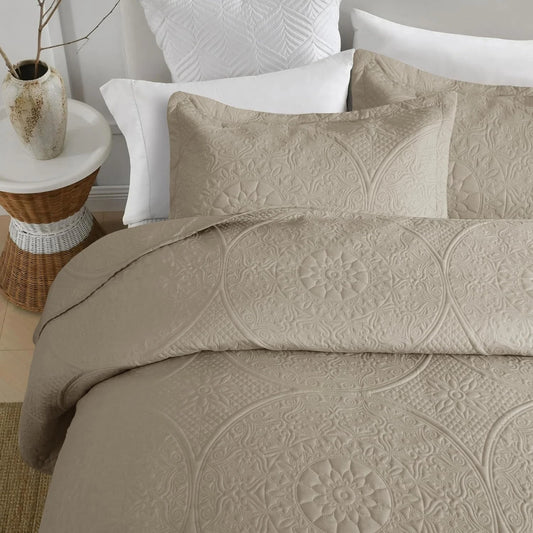 Twin Size Summer Bedspread - Modern Style Coin Pattern Soft Ultrasonic Coverlet Quilts Bedding Set for All Season, 2 Piece (1 Quilt, 1 Pillow Sham)