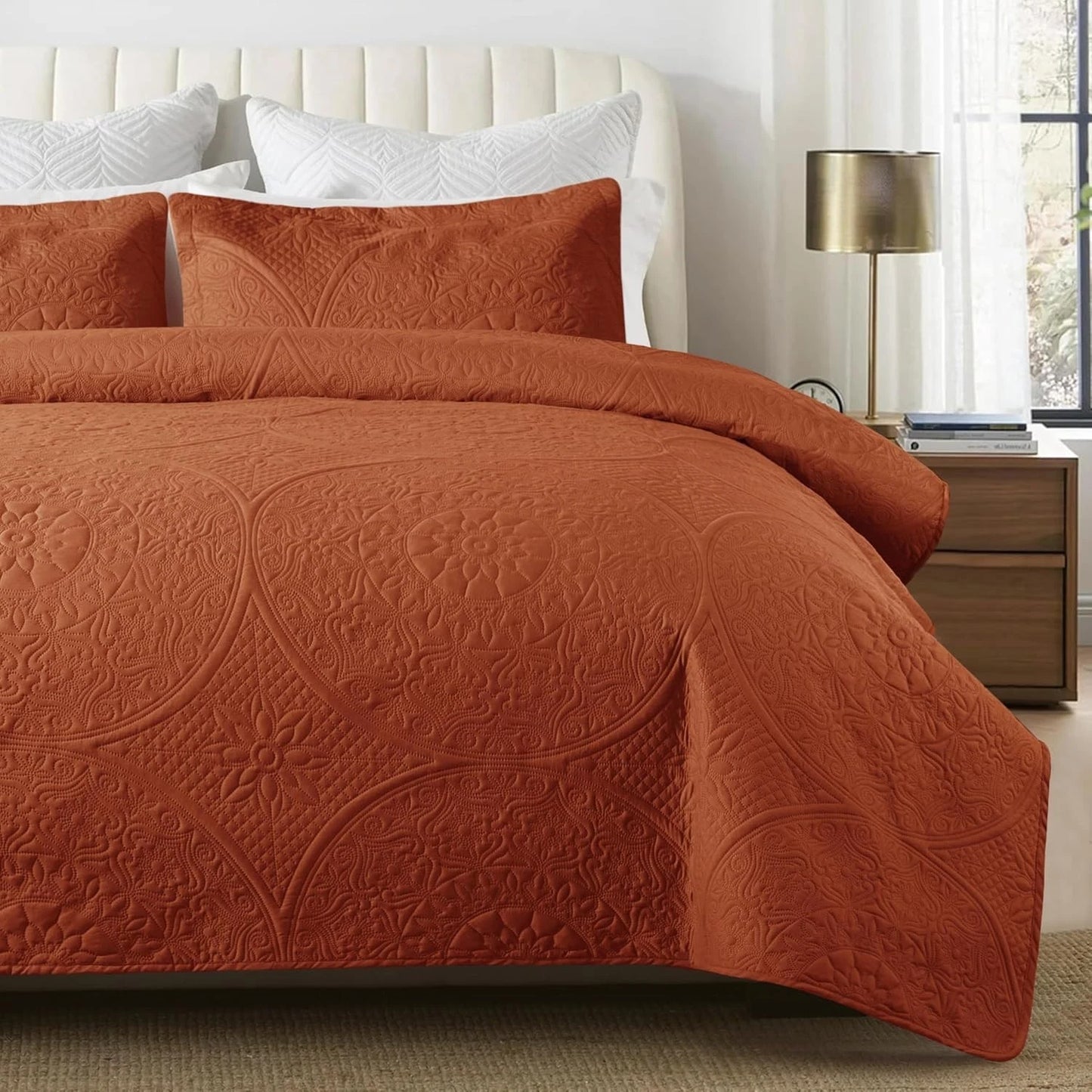 Twin Size Summer Bedspread - Modern Style Coin Pattern Soft Ultrasonic Coverlet Quilts Bedding Set for All Season, 2 Piece (1 Quilt, 1 Pillow Sham)